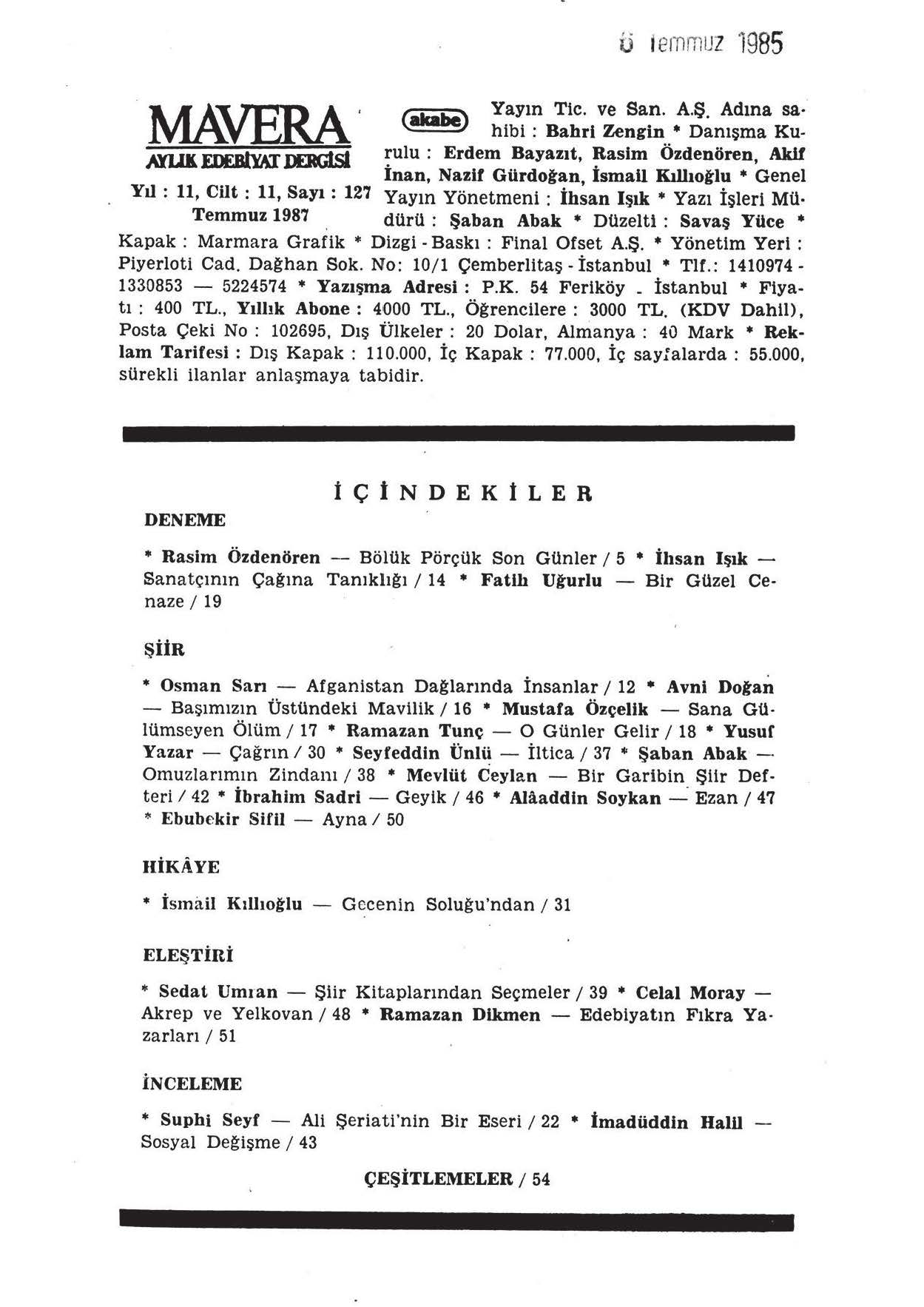 11. Cilt 127. Sayı Kapağı