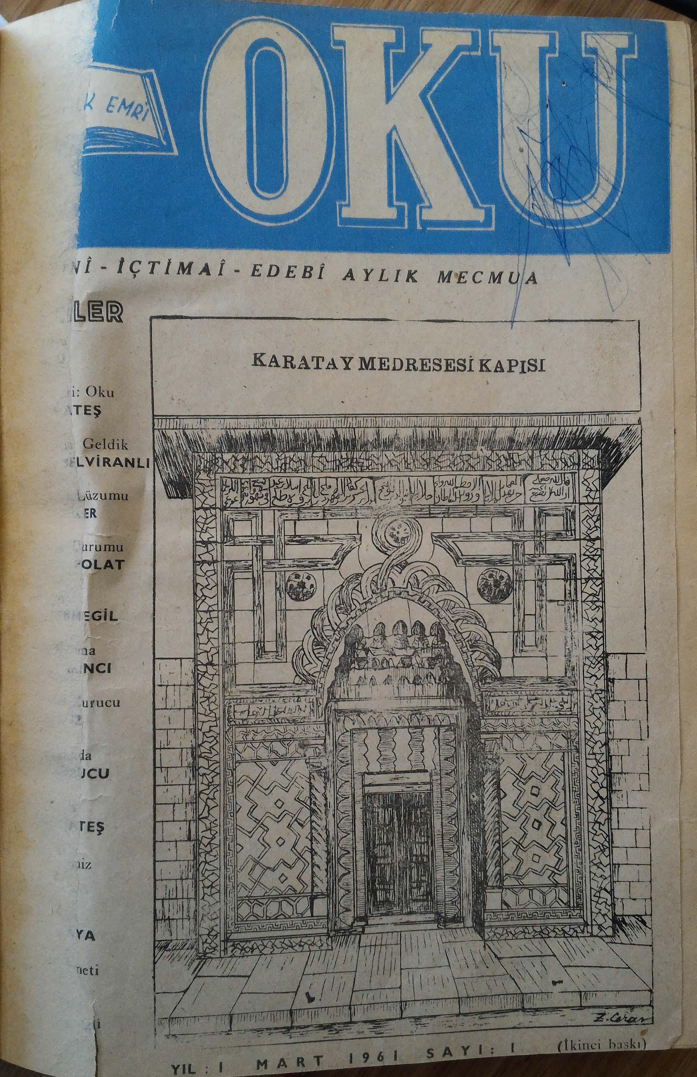 1. Cilt 1. Sayı Kapağı