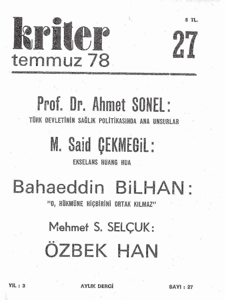 3. Cilt 27. Sayı Kapağı