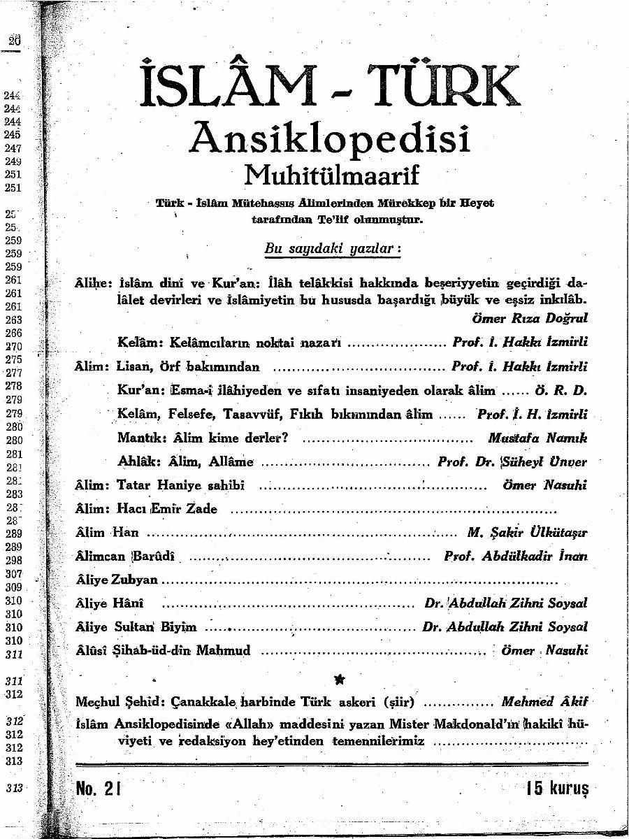 1. Cilt 21. Sayı Kapağı