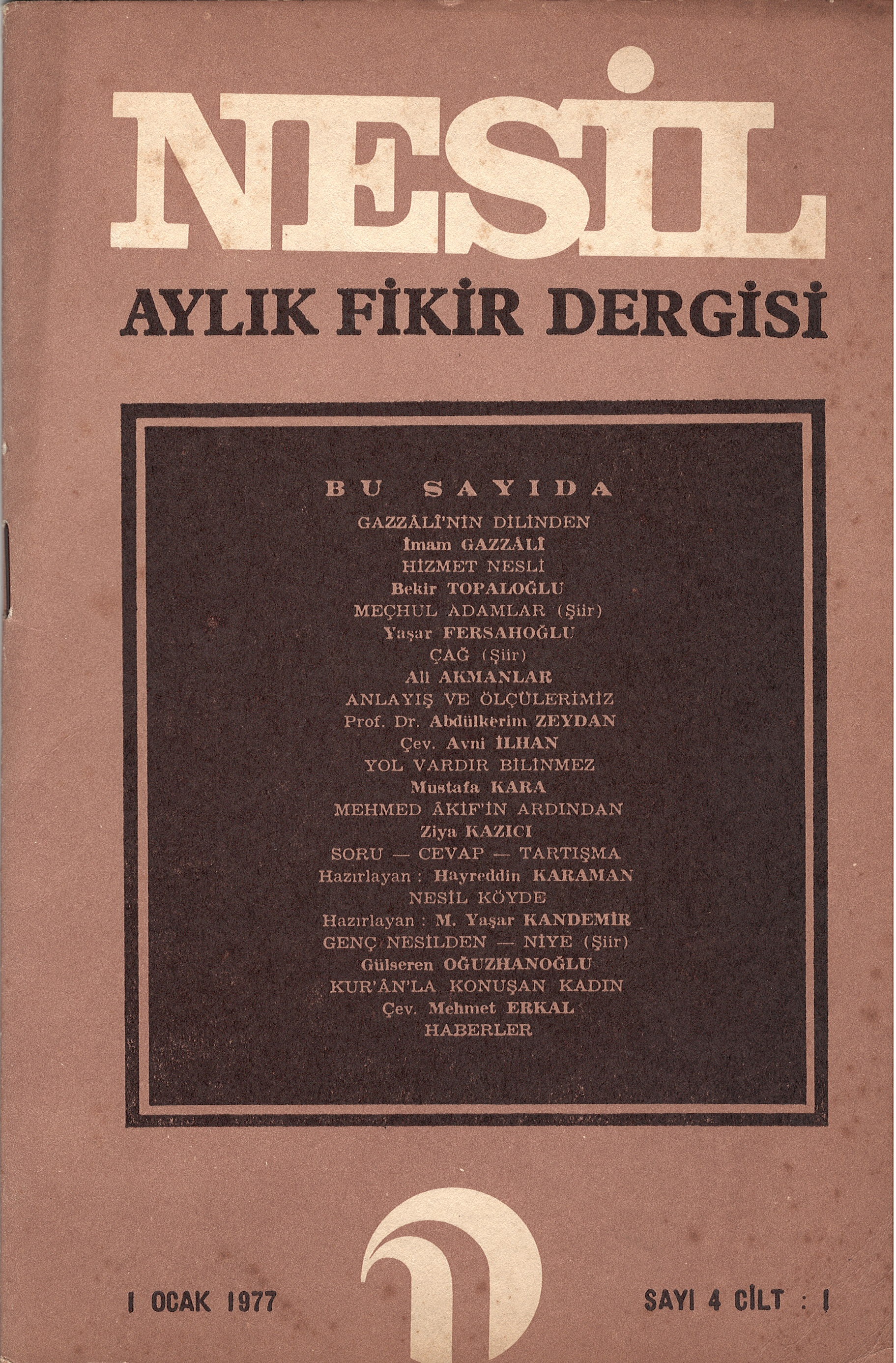 1. Cilt 4. Sayı Kapağı