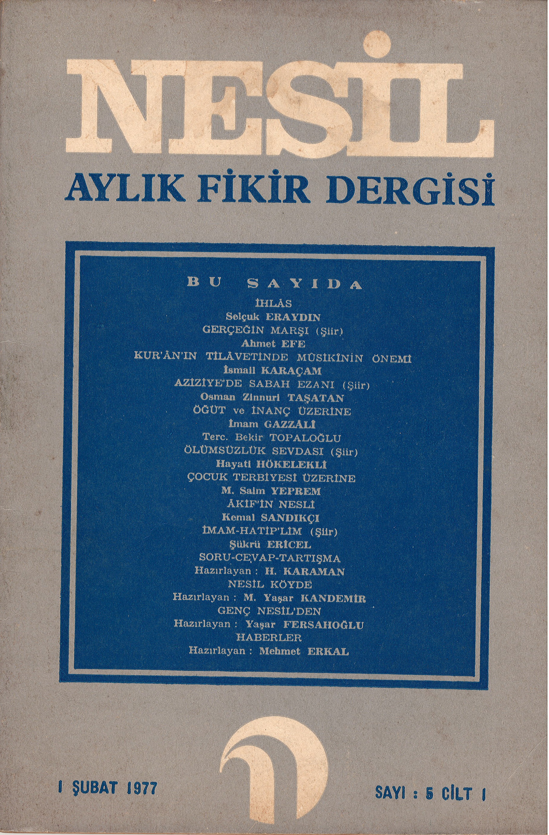 1. Cilt 5. Sayı Kapağı