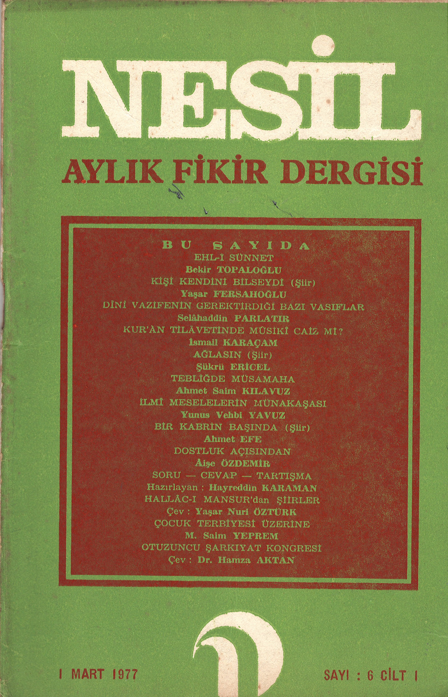 1. Cilt 6. Sayı Kapağı