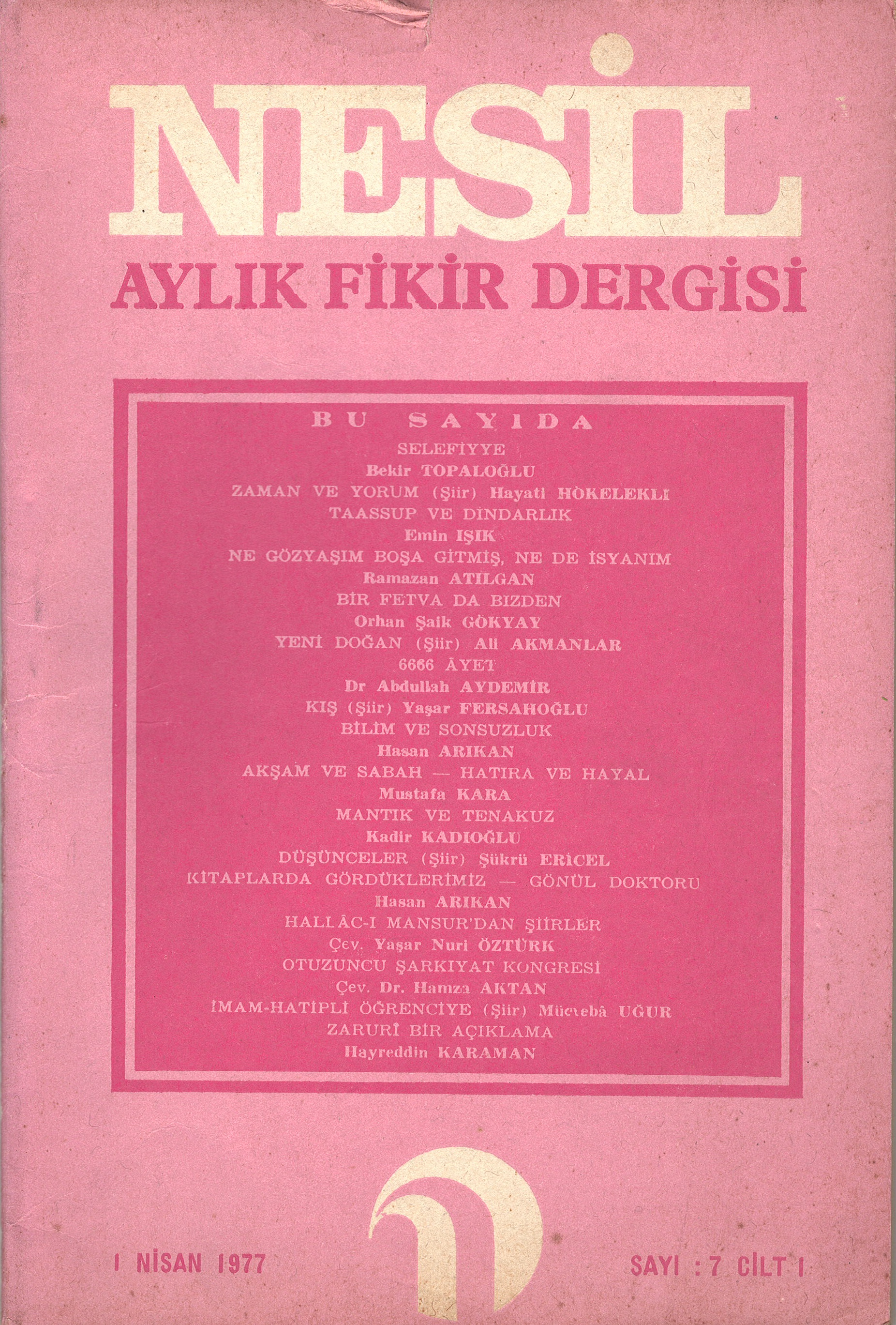 1. Cilt 7. Sayı Kapağı
