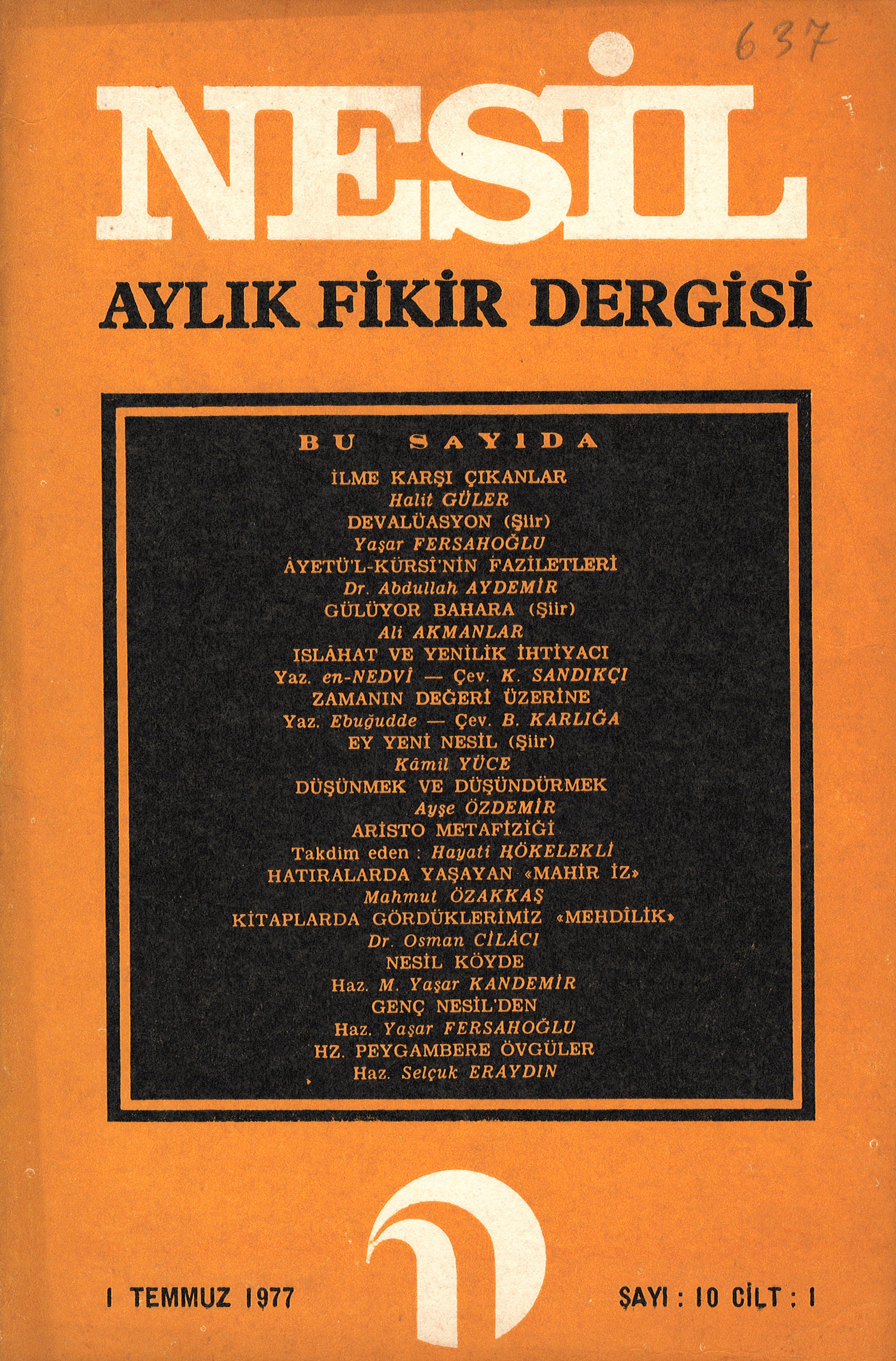 1. Cilt 10. Sayı Kapağı