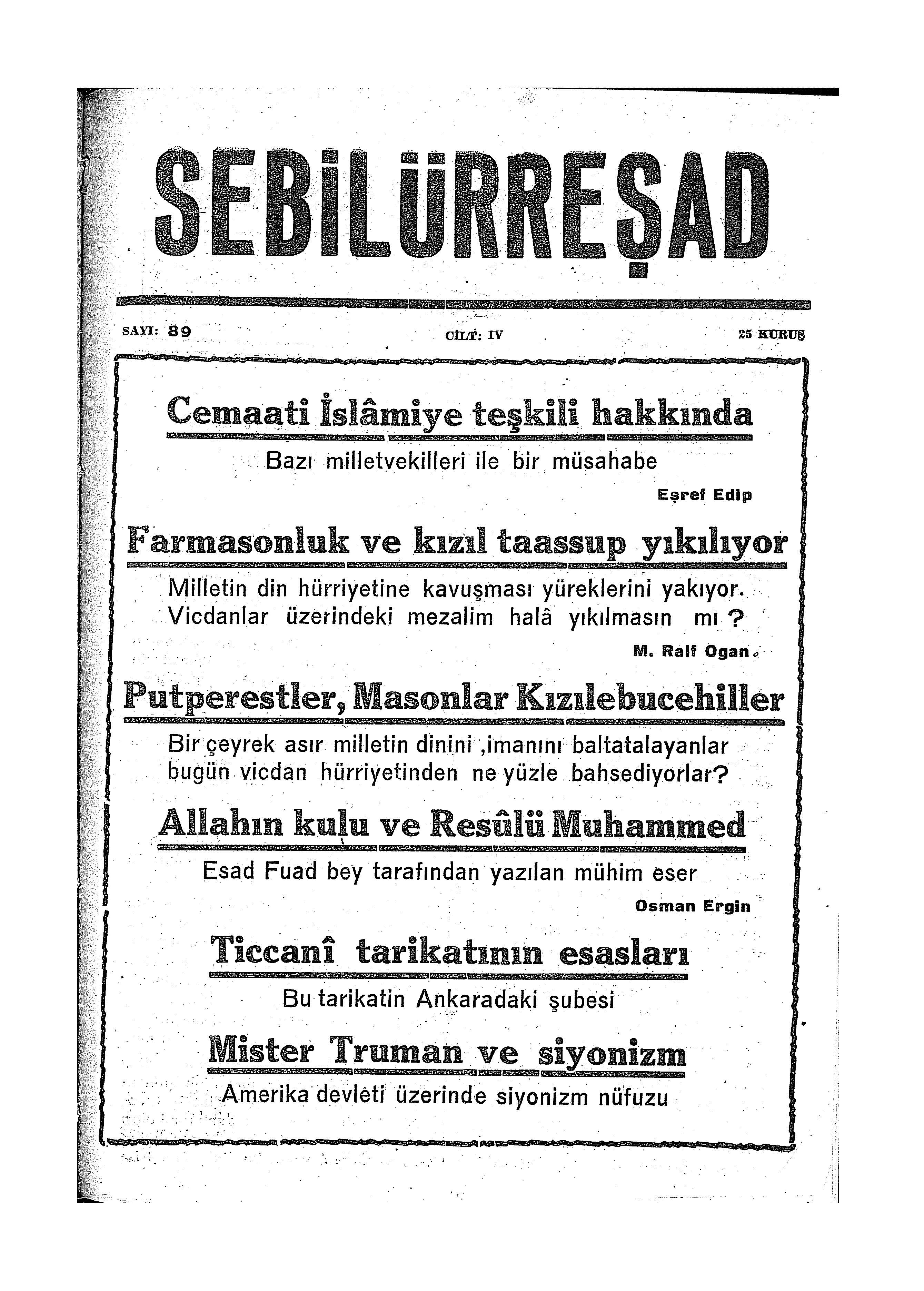 4. Cilt 89. Sayı Kapağı