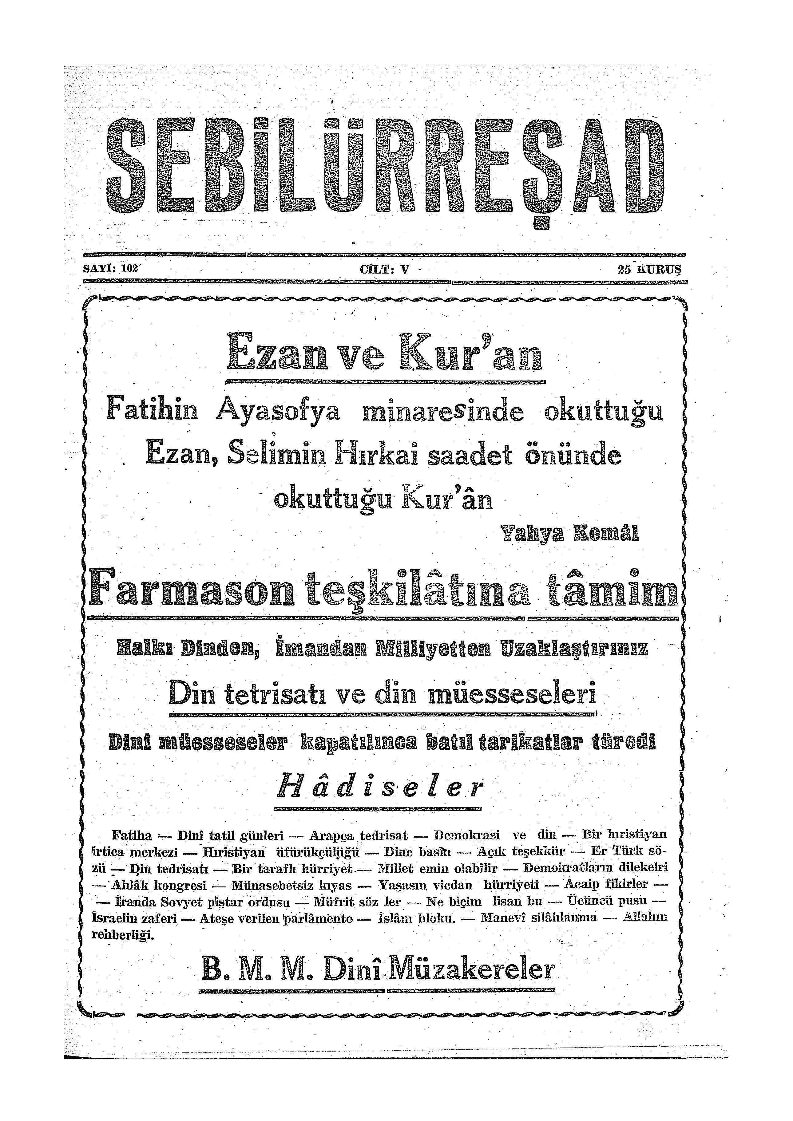 5. Cilt 102. Sayı Kapağı