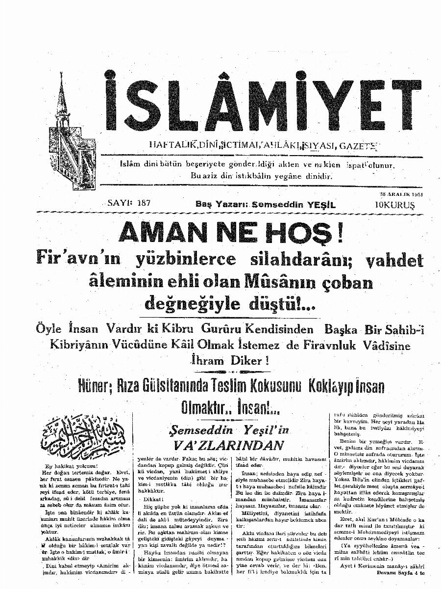 4. Cilt 187. Sayı Kapağı