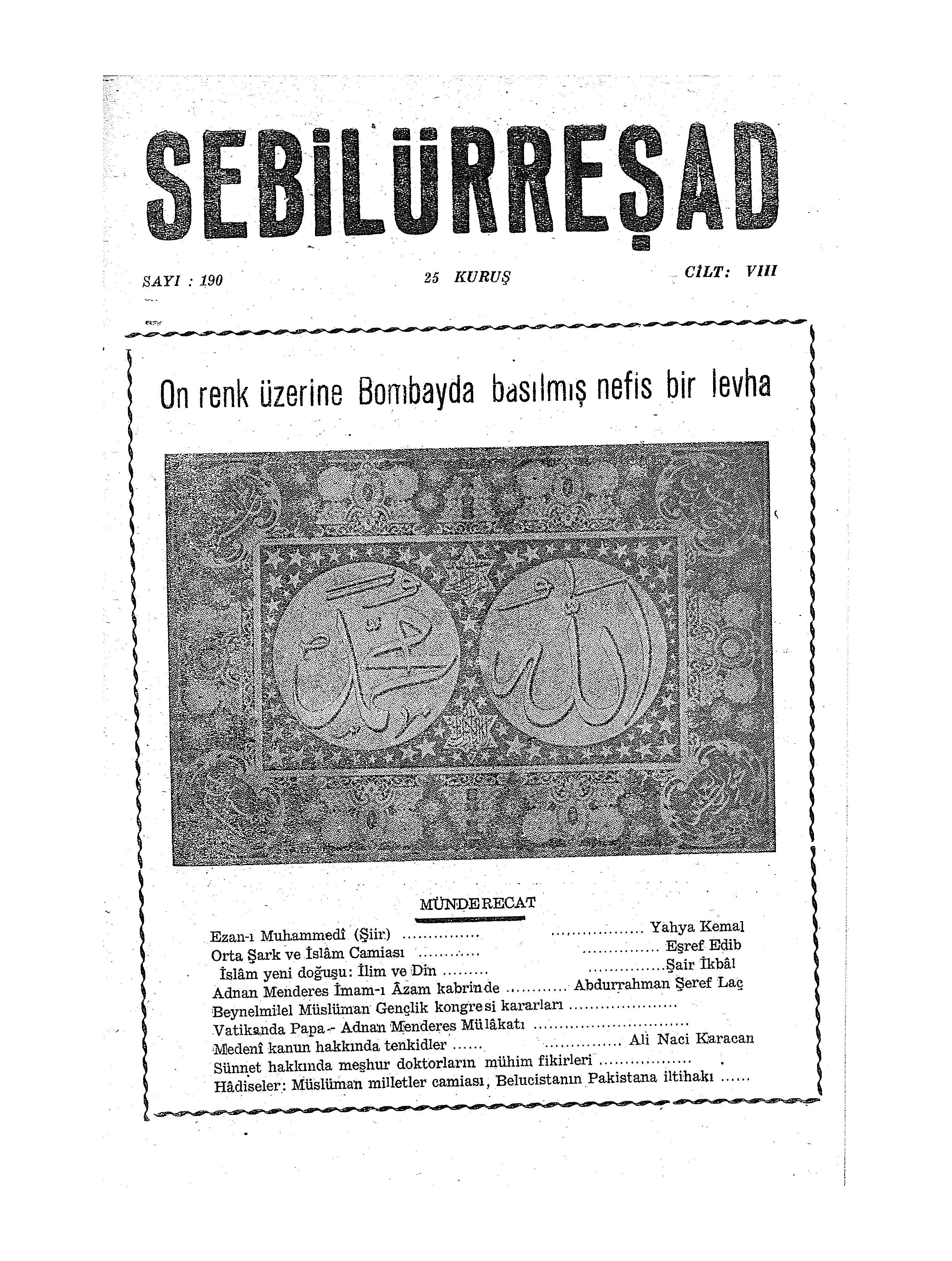 8. Cilt 190. Sayı Kapağı