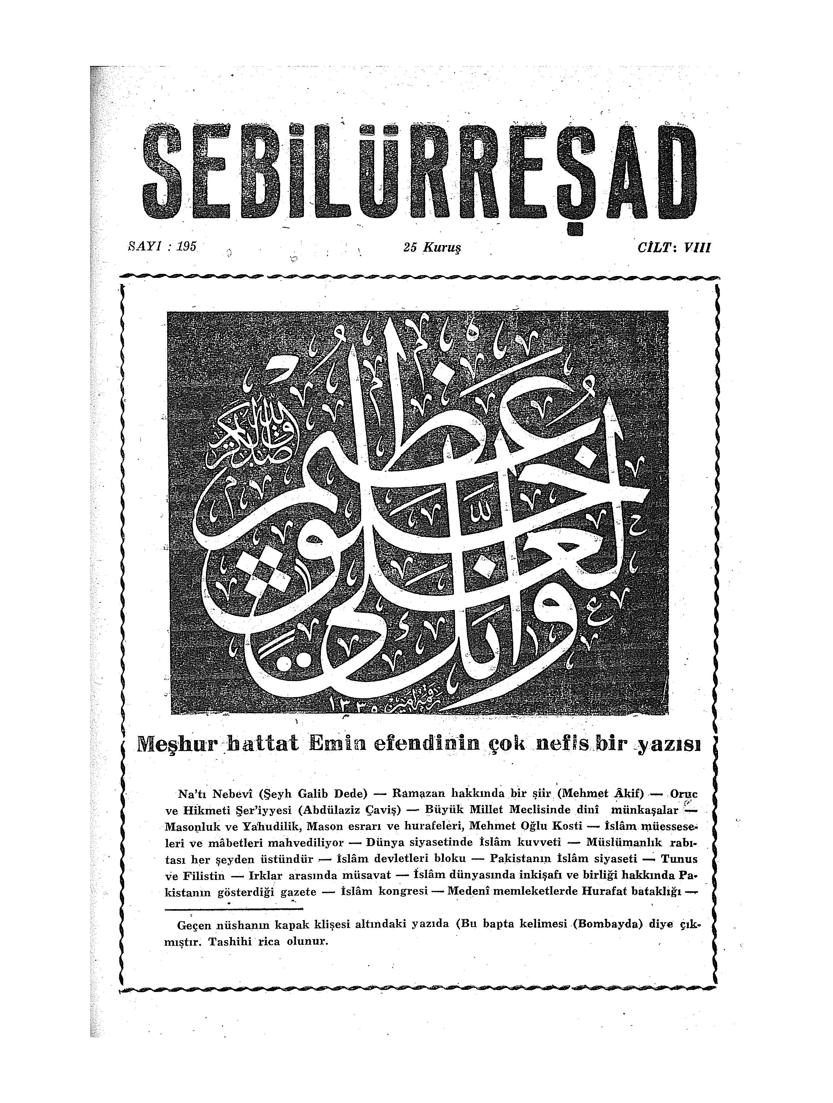 8. Cilt 195. Sayı Kapağı