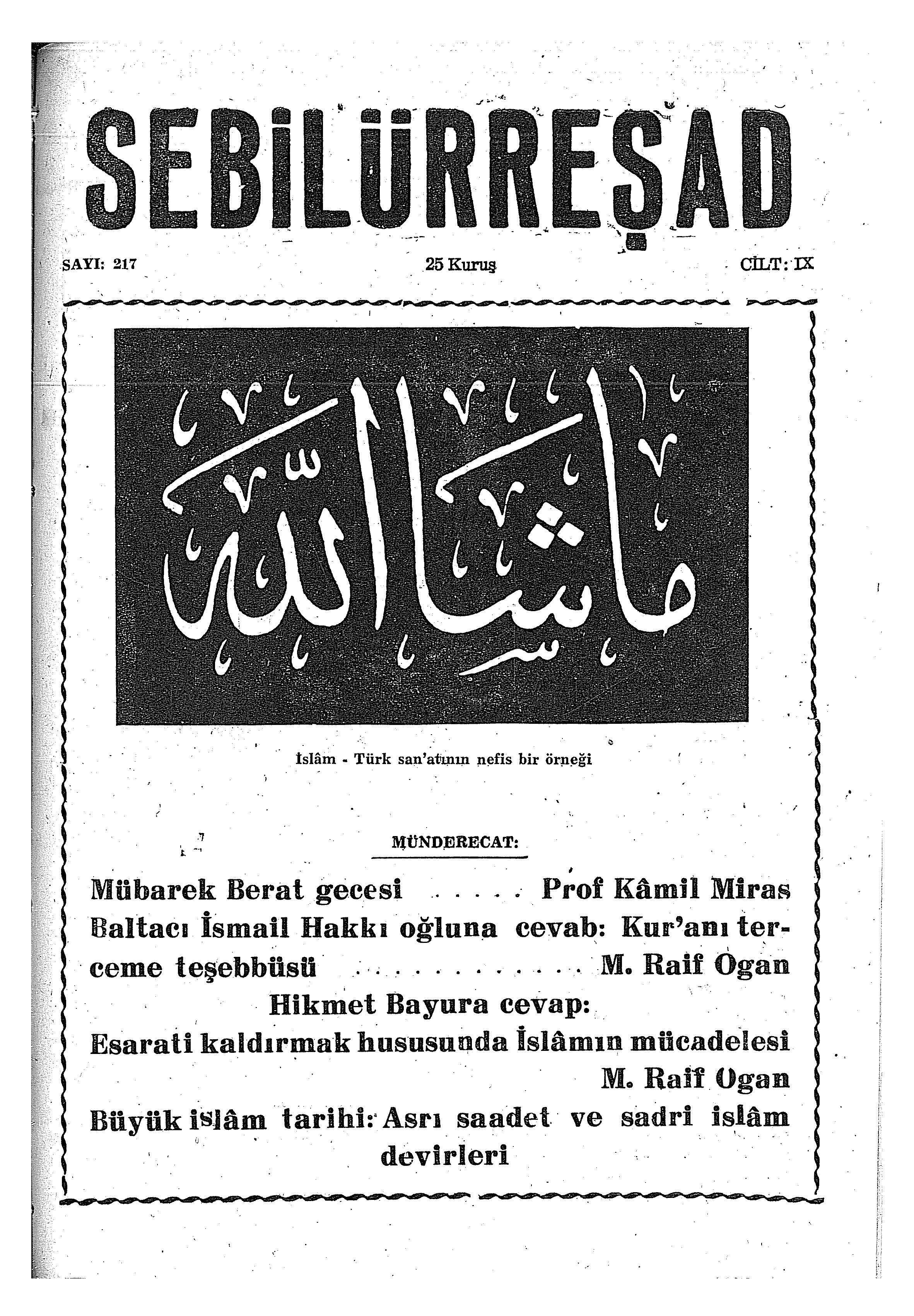 9. Cilt 217. Sayı Kapağı