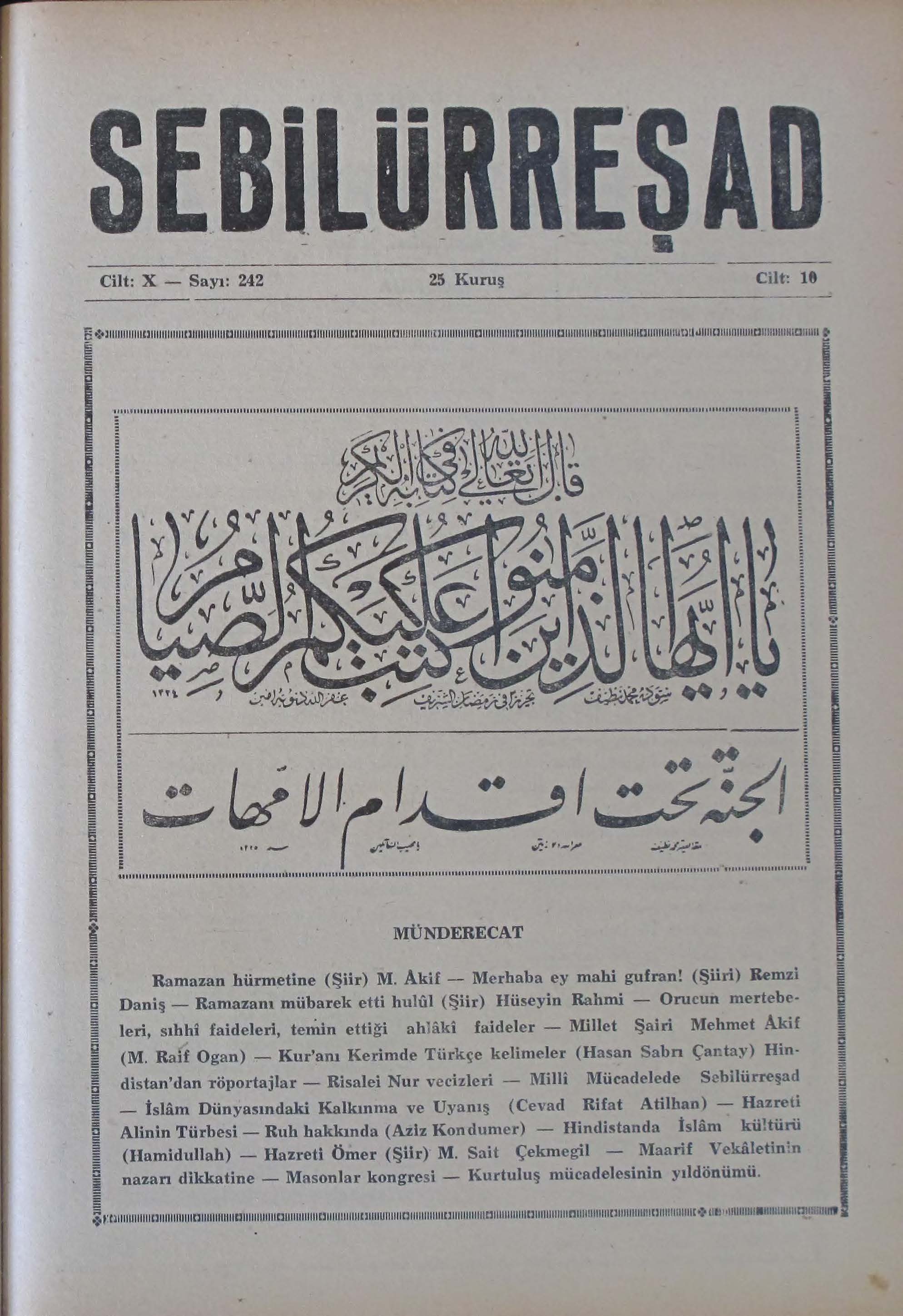 10. Cilt 242. Sayı Kapağı