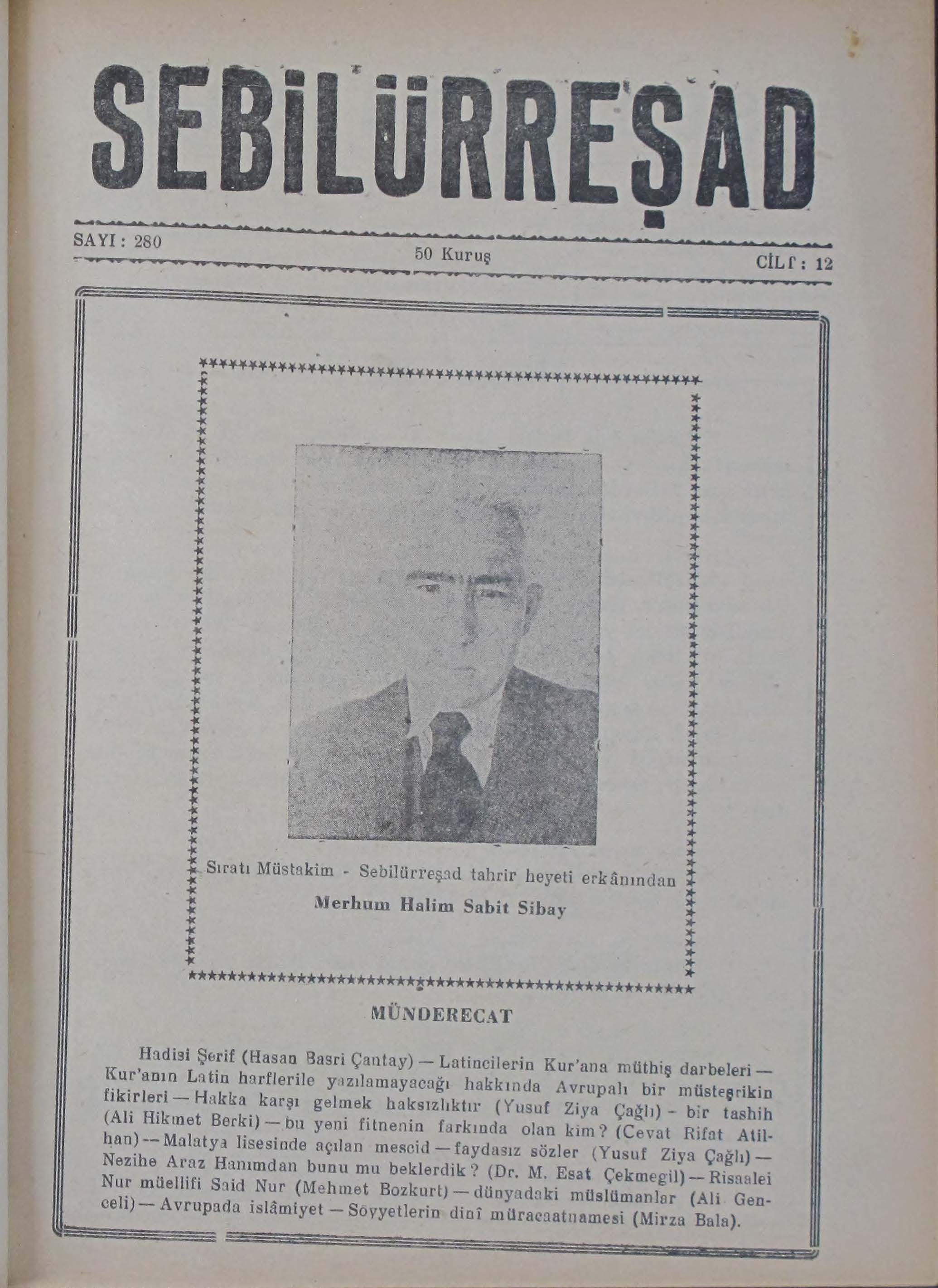 12. Cilt 280. Sayı Kapağı