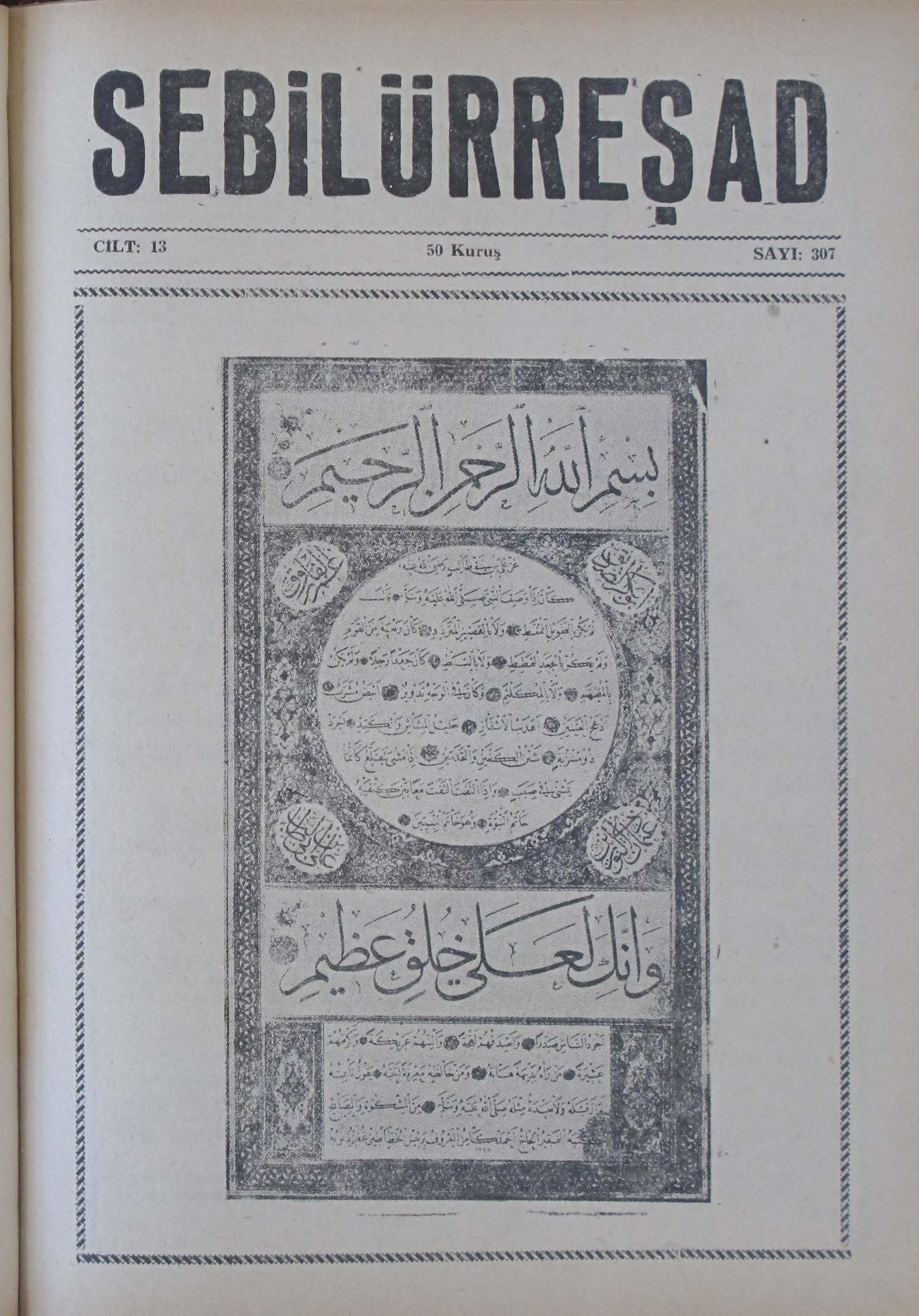 13. Cilt 307. Sayı Kapağı