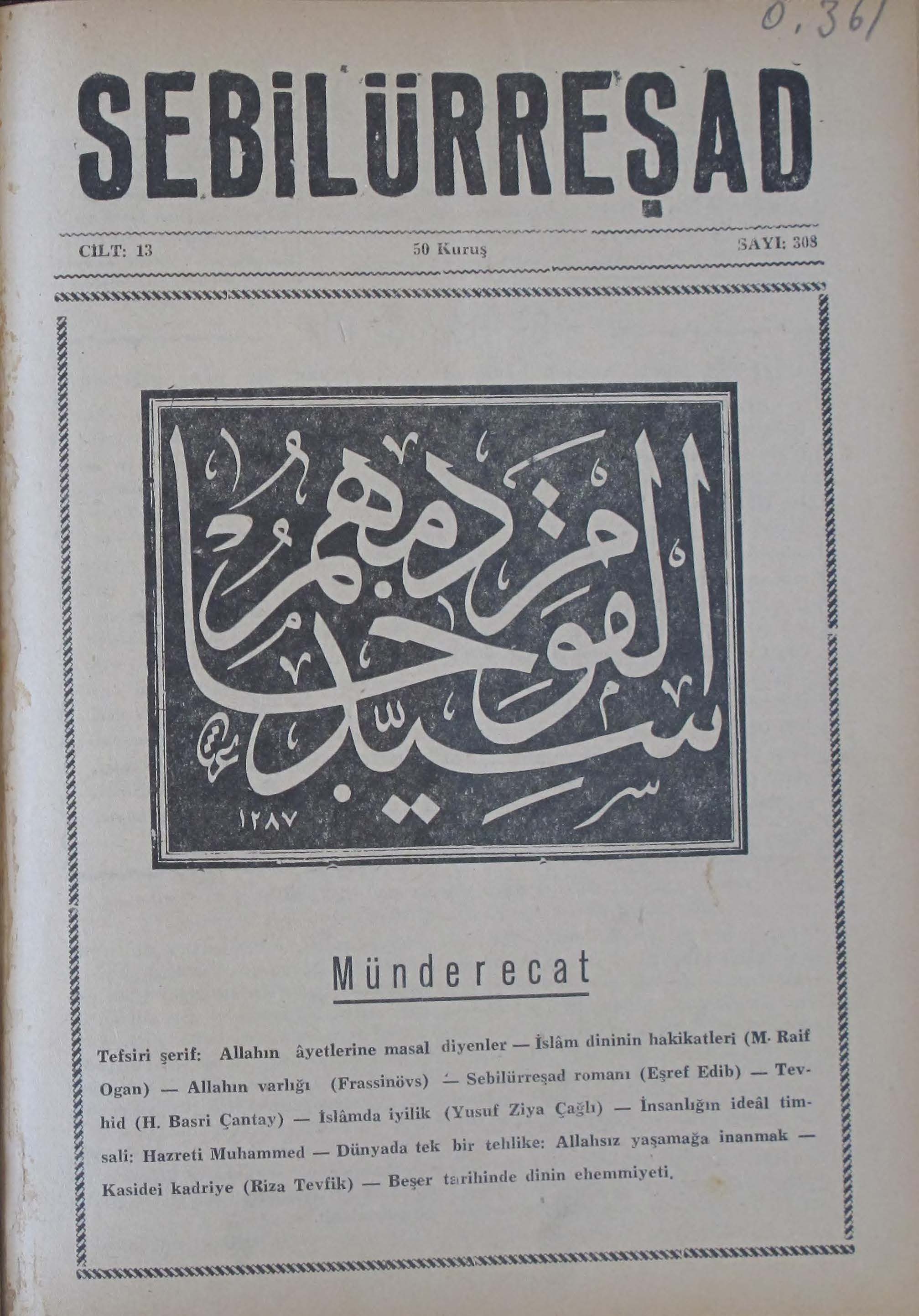 13. Cilt 308. Sayı Kapağı