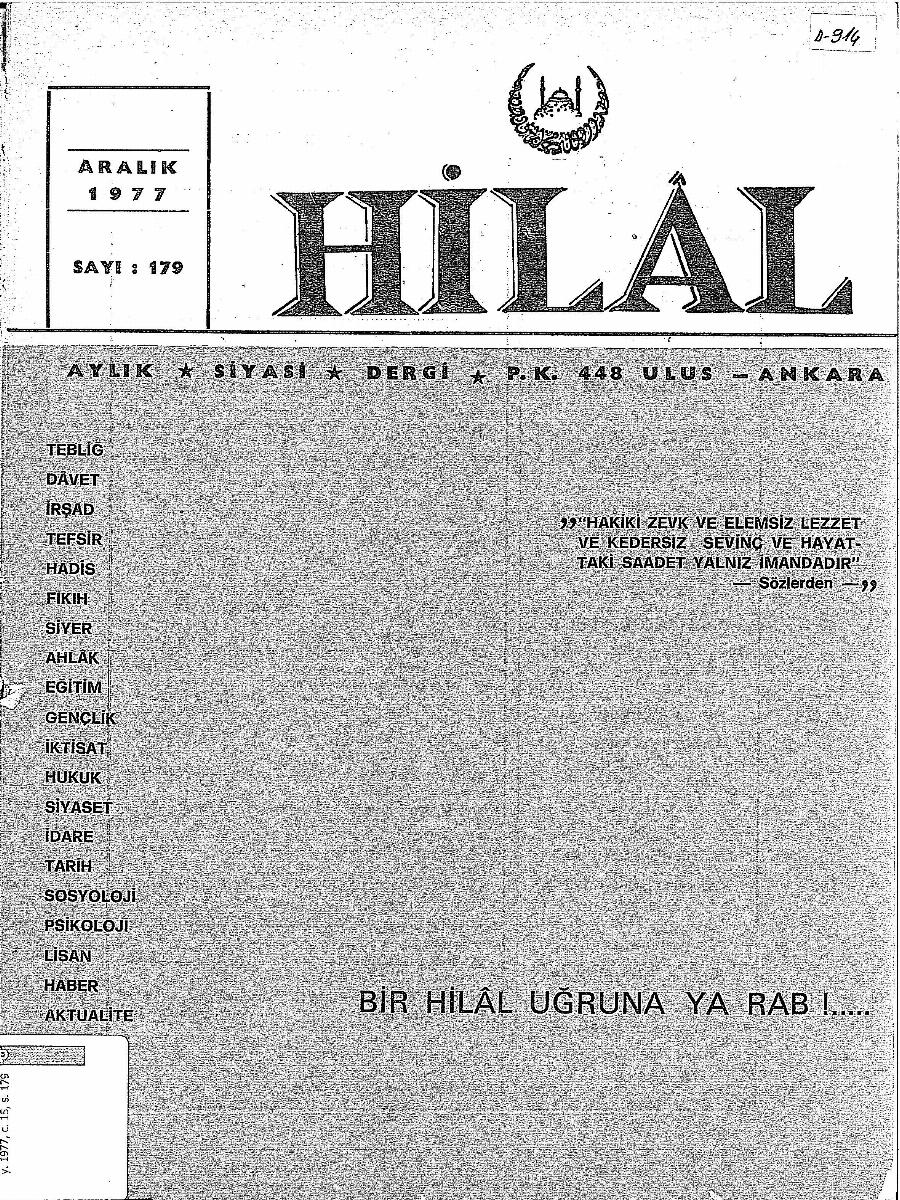 15. Cilt 179. Sayı Kapağı