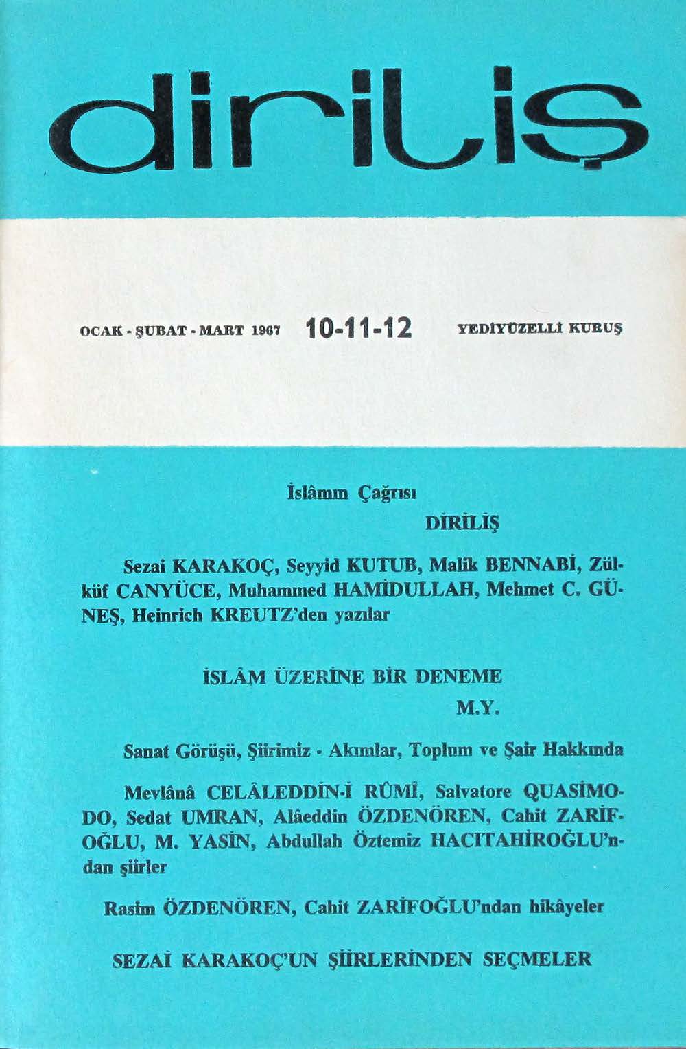 2. Cilt 10-11-12. Sayı Kapağı