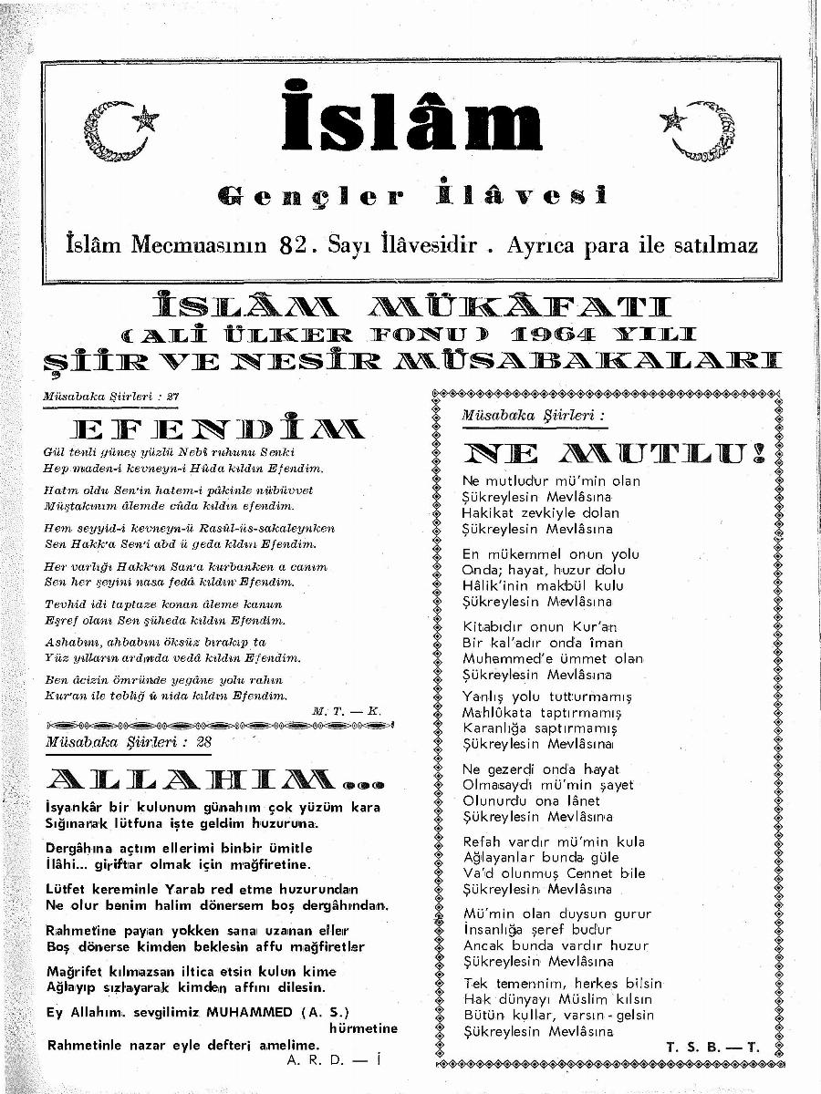 7. Cilt 82. Sayı Gençlik İlavesi. Sayı Kapağı