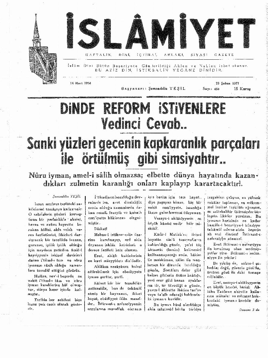 9. Cilt 450. Sayı Kapağı