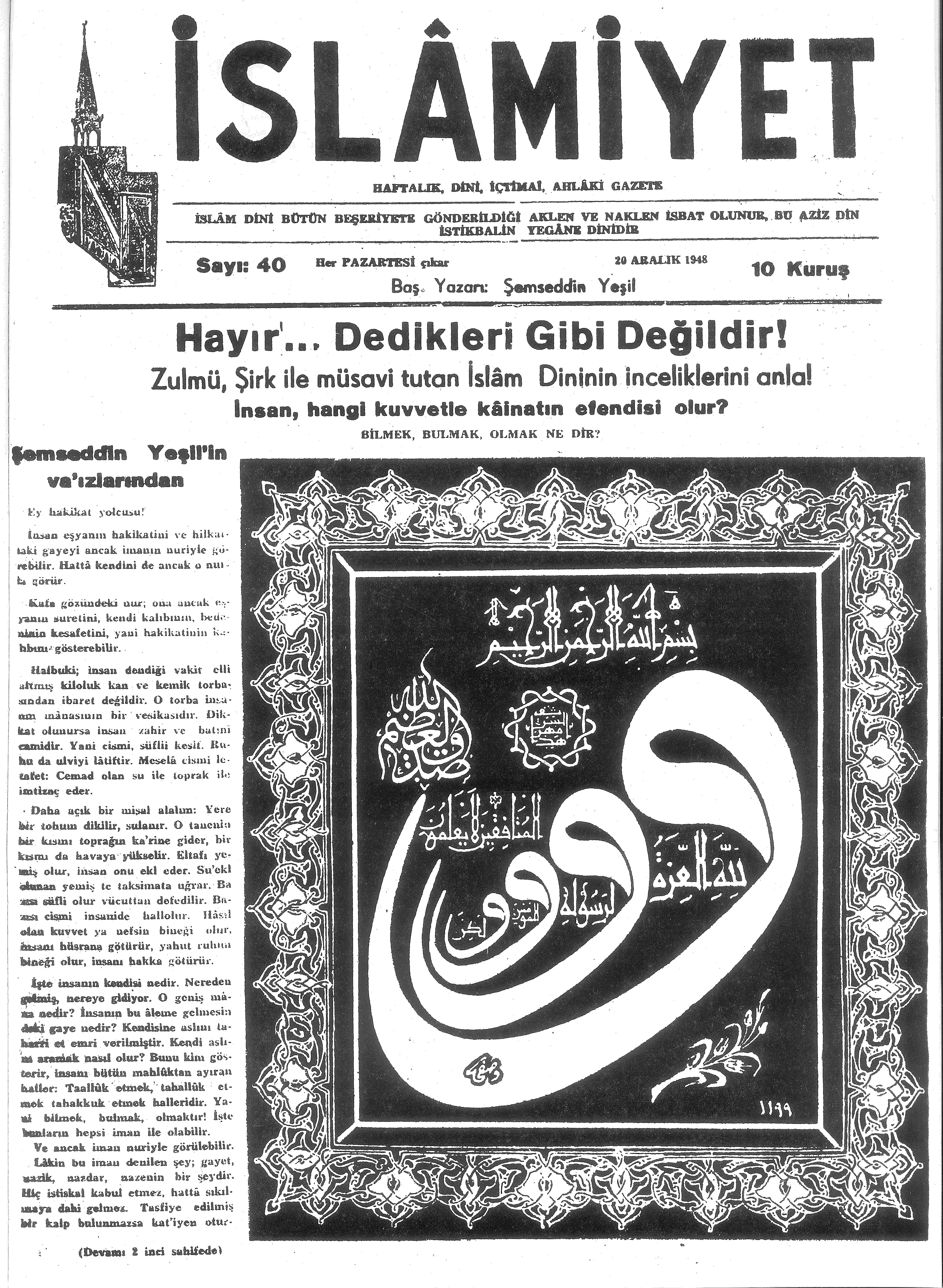1. Cilt 40. Sayı Kapağı