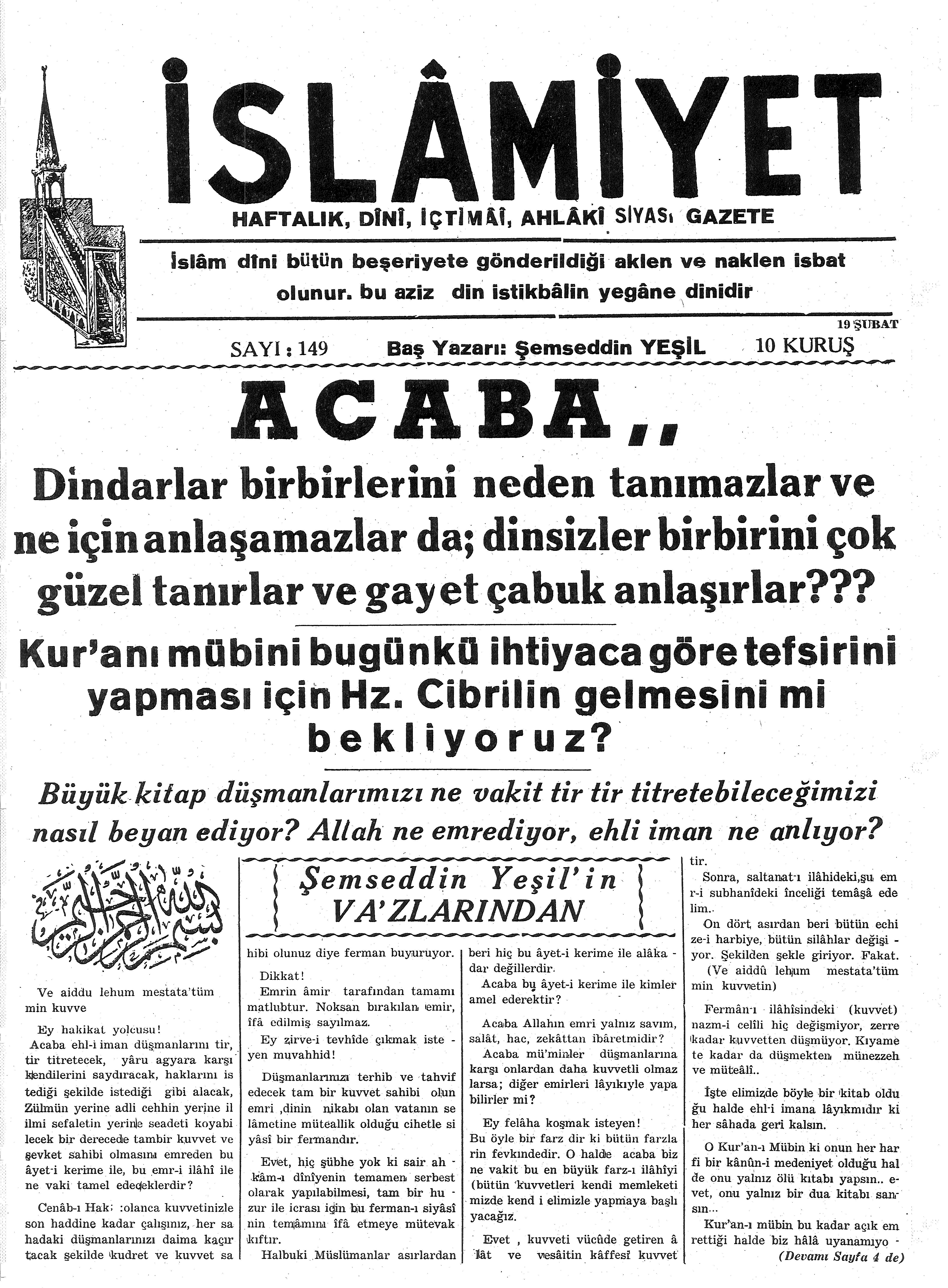 3. Cilt 149. Sayı Kapağı