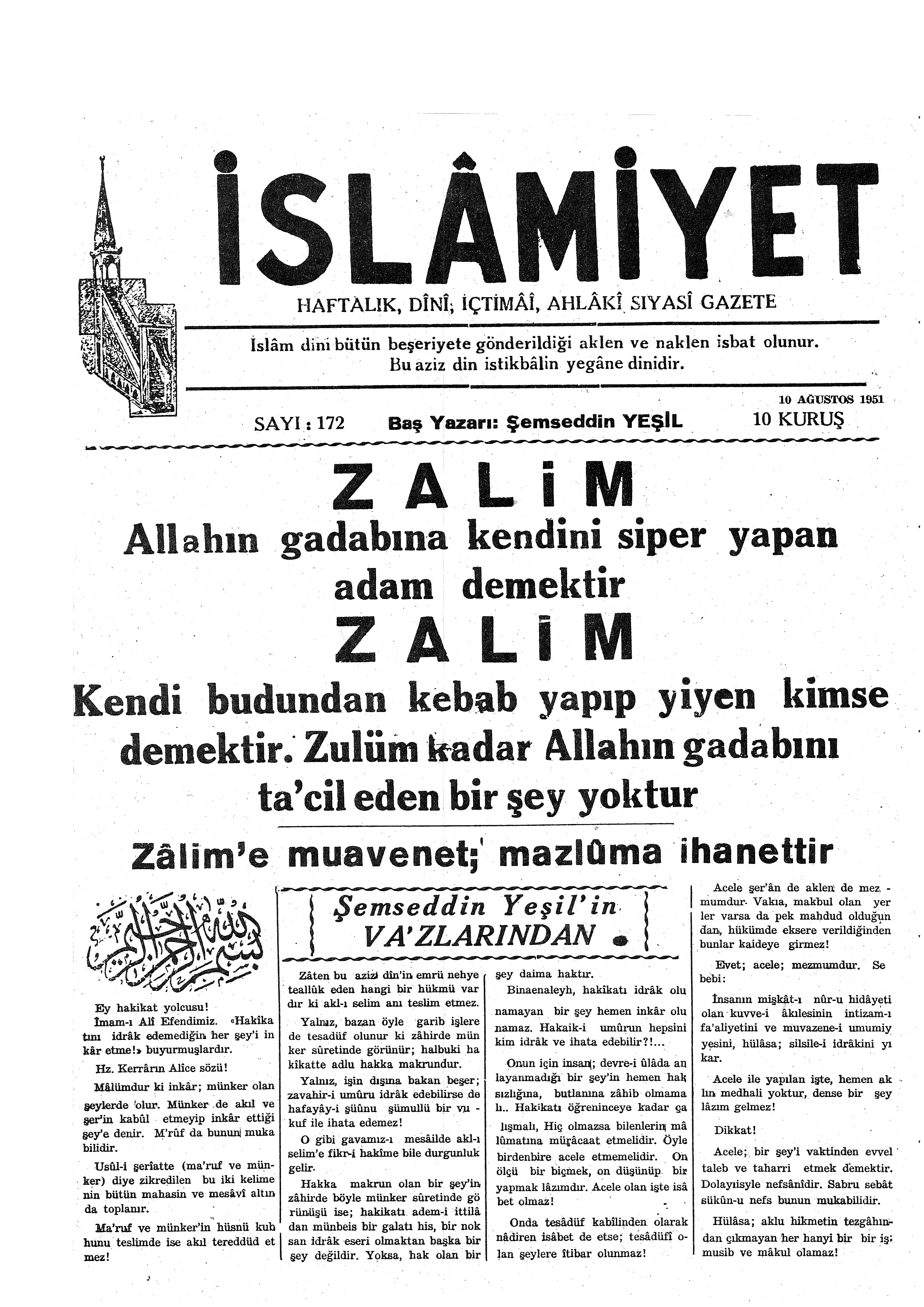 4. Cilt 172. Sayı Kapağı
