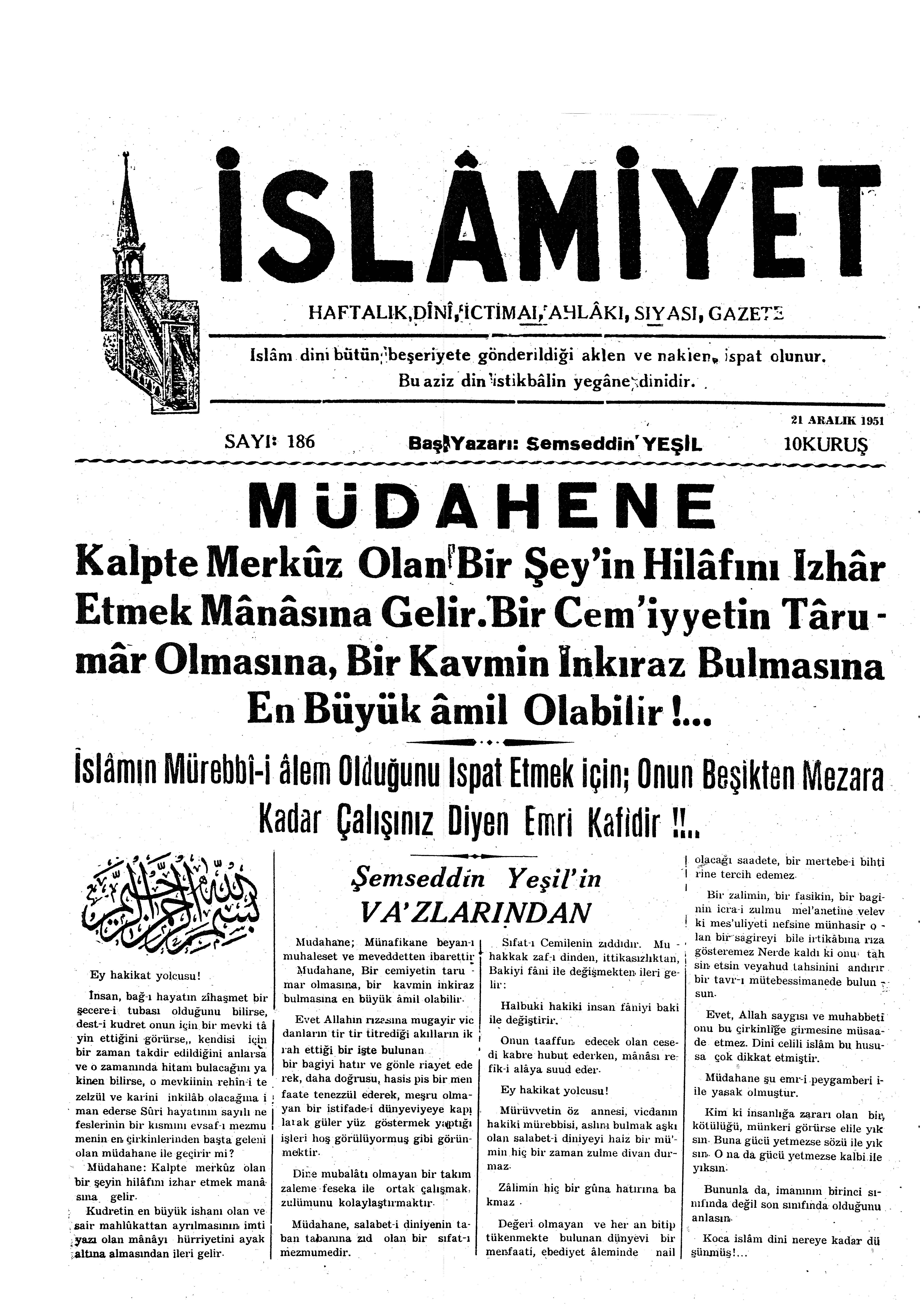 4. Cilt 186. Sayı Kapağı