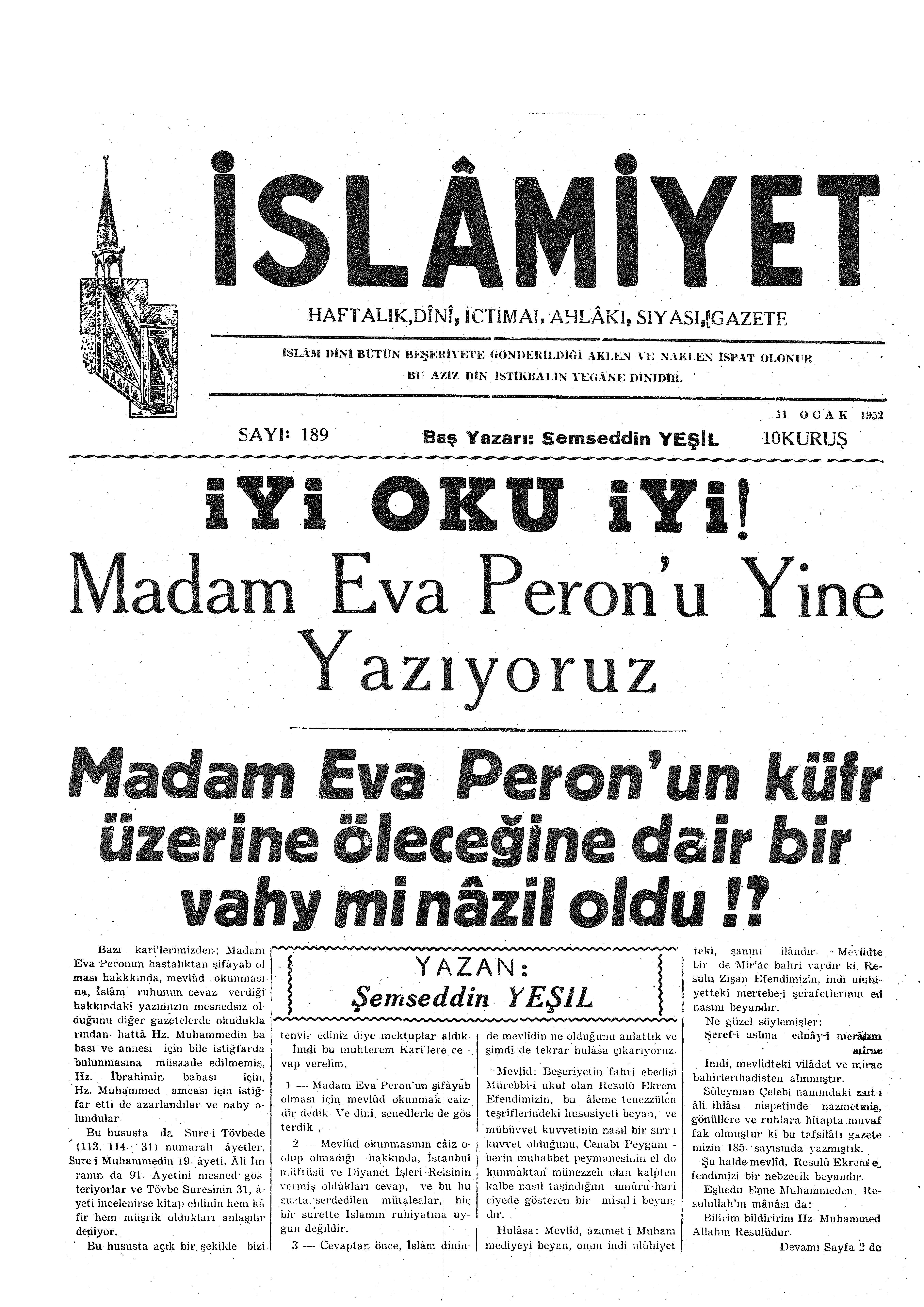 4. Cilt 189. Sayı Kapağı