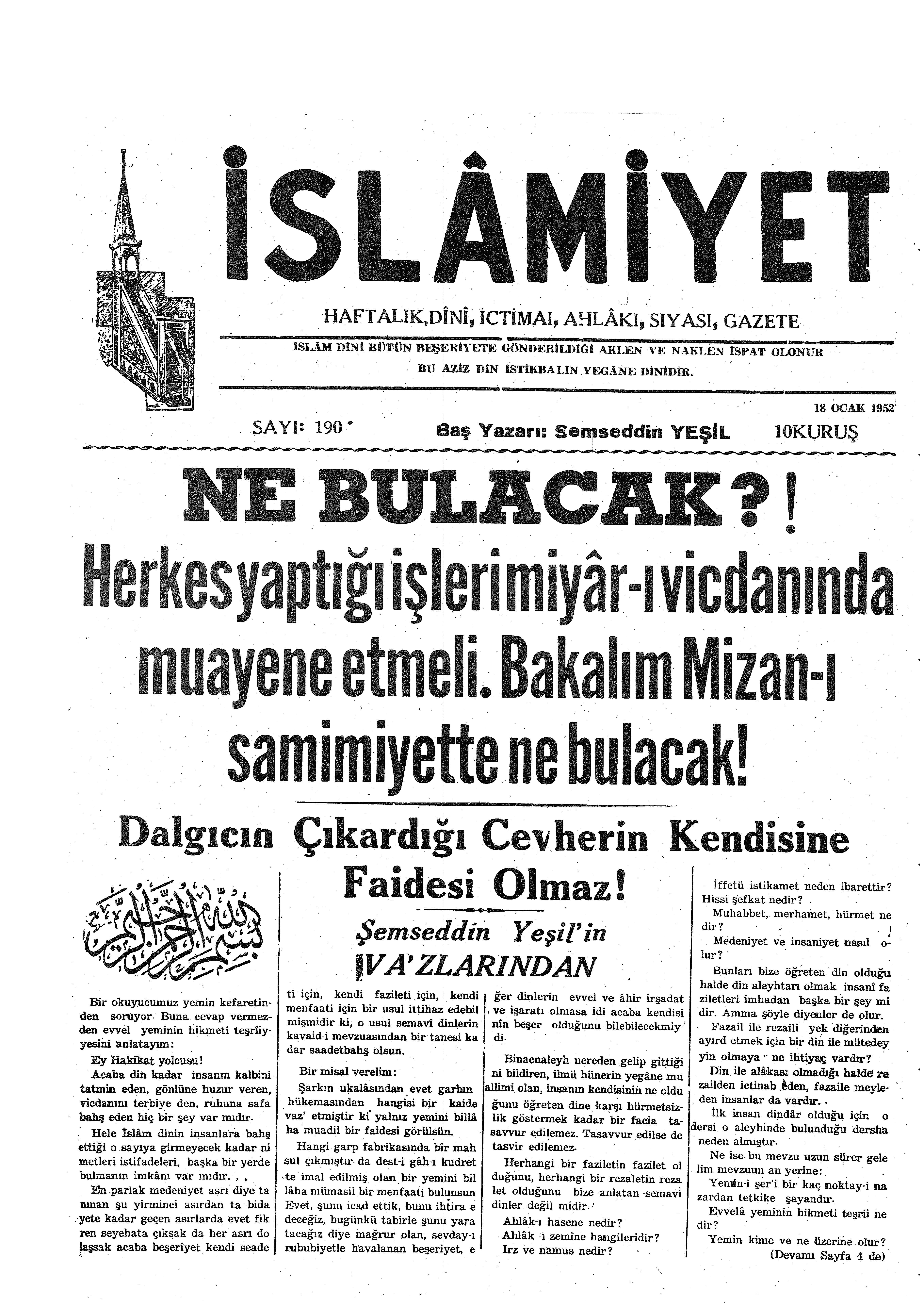 4. Cilt 190. Sayı Kapağı
