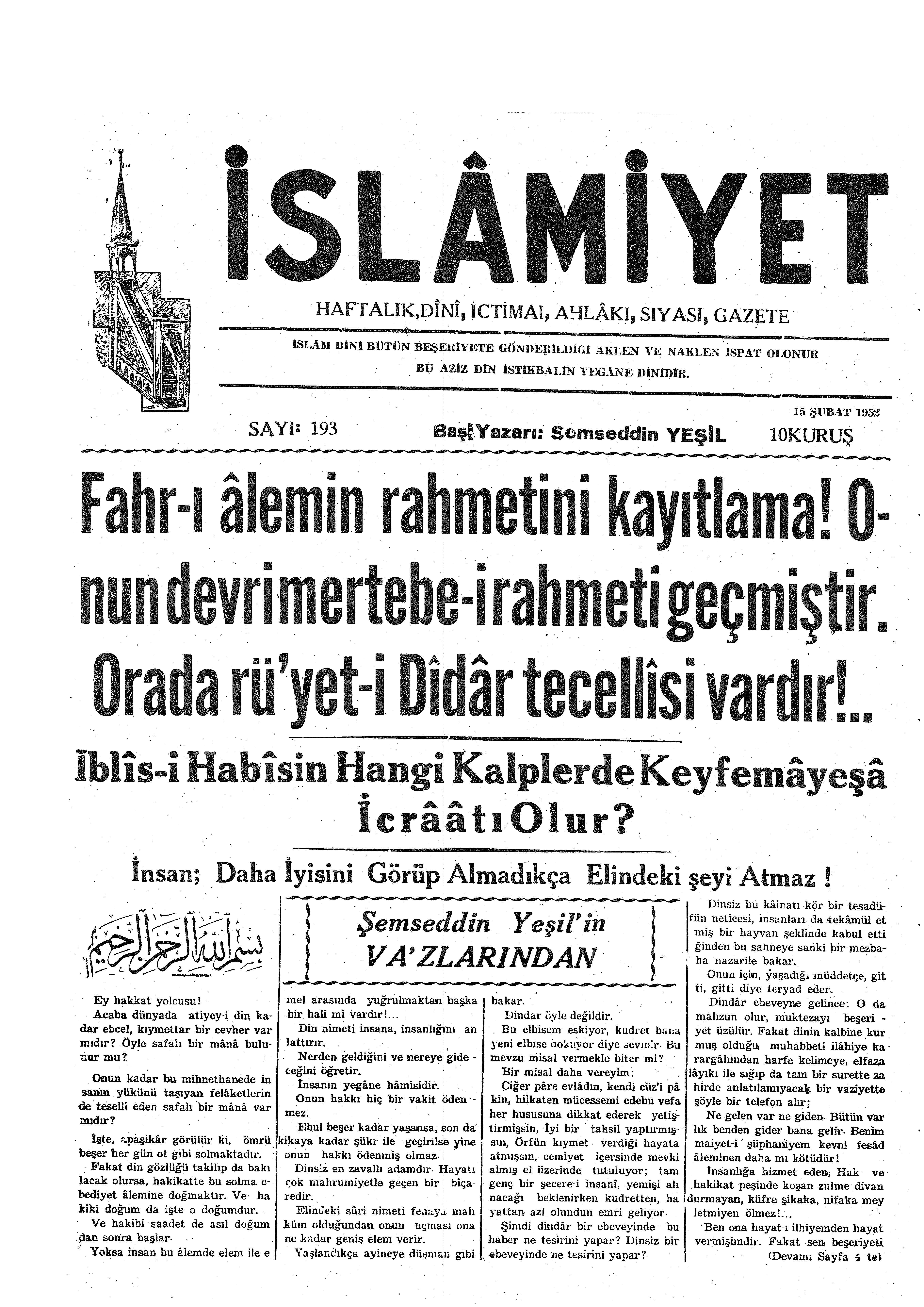 4. Cilt 193. Sayı Kapağı