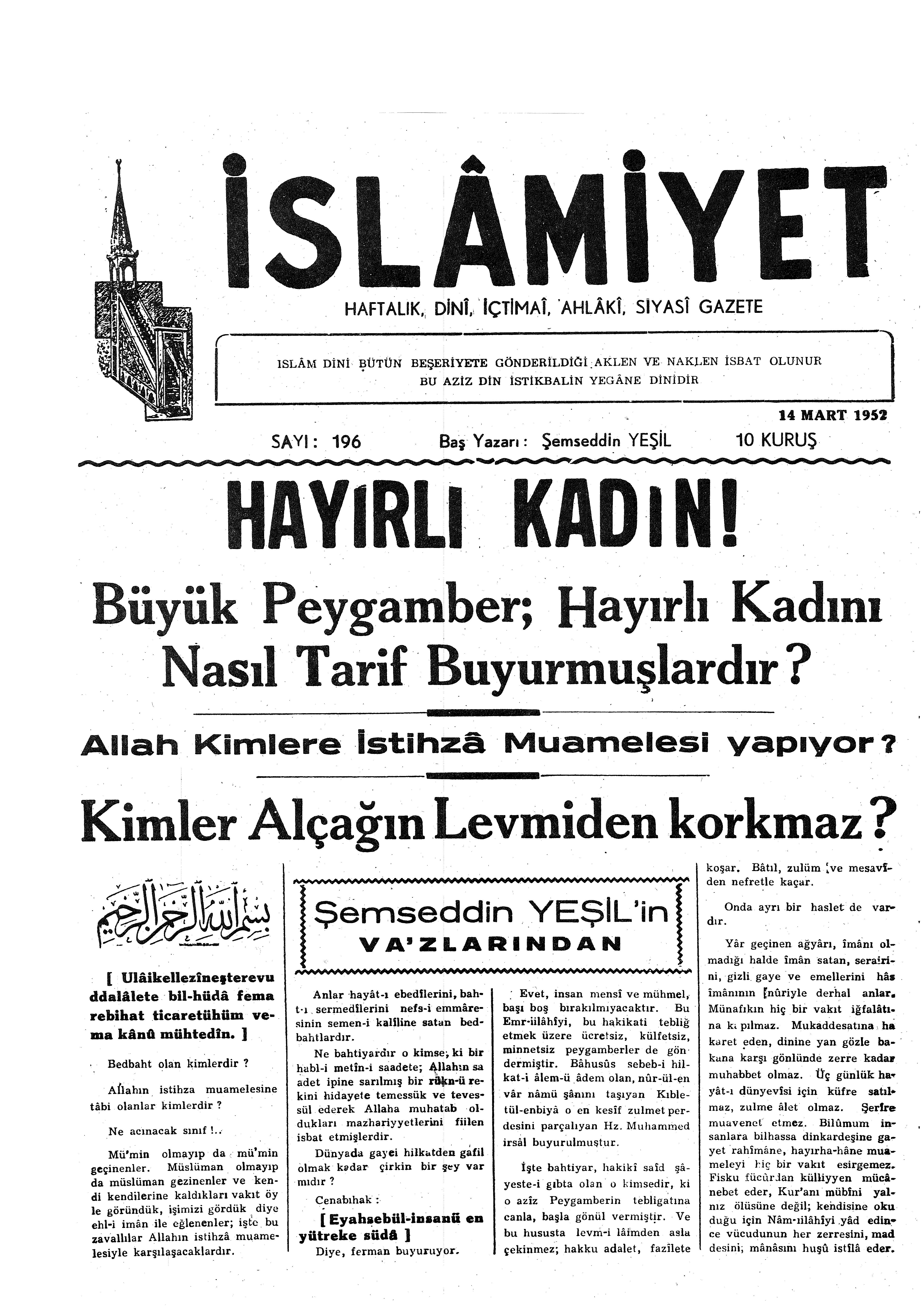 4. Cilt 196. Sayı Kapağı