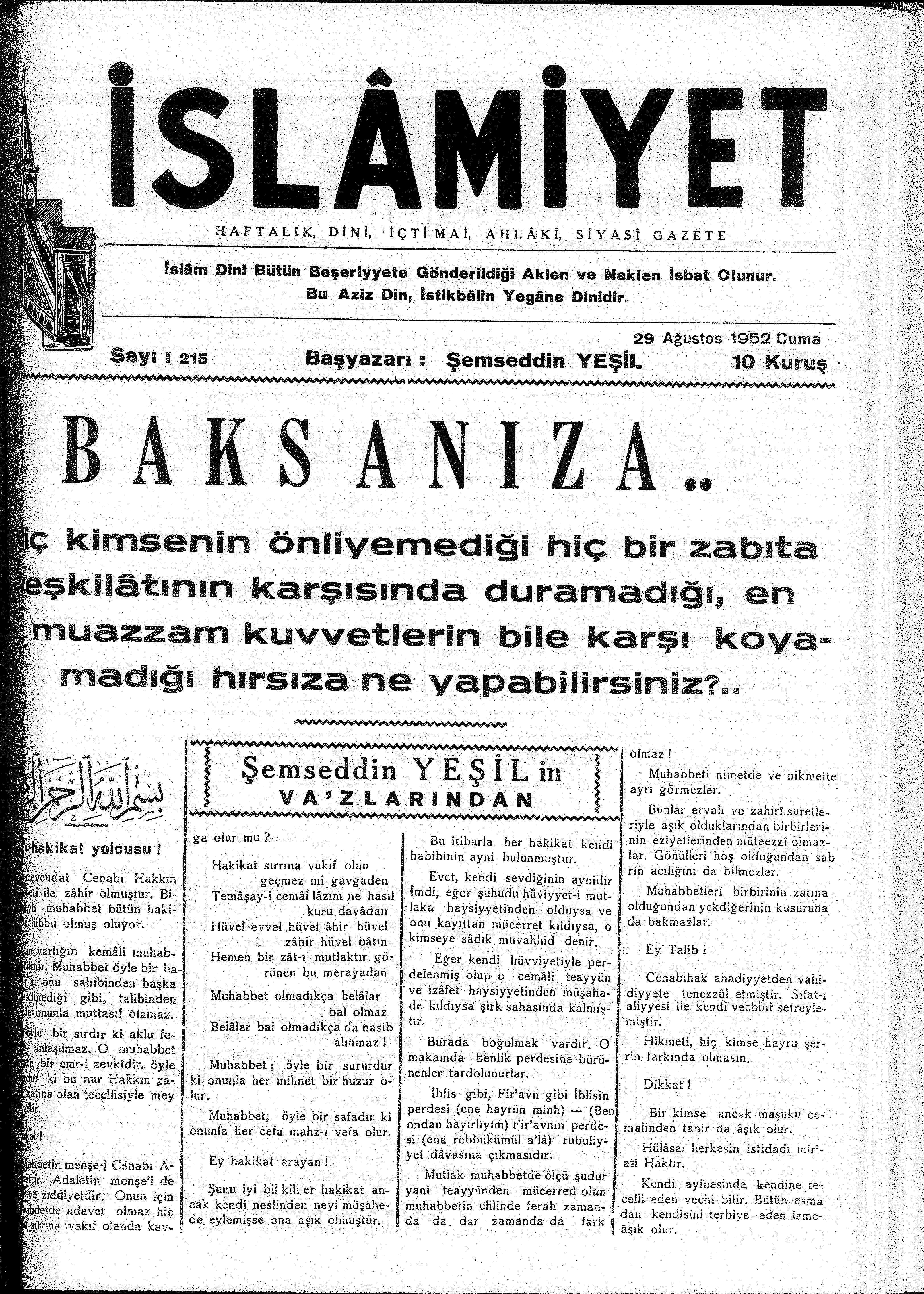 5. Cilt 215. Sayı Kapağı