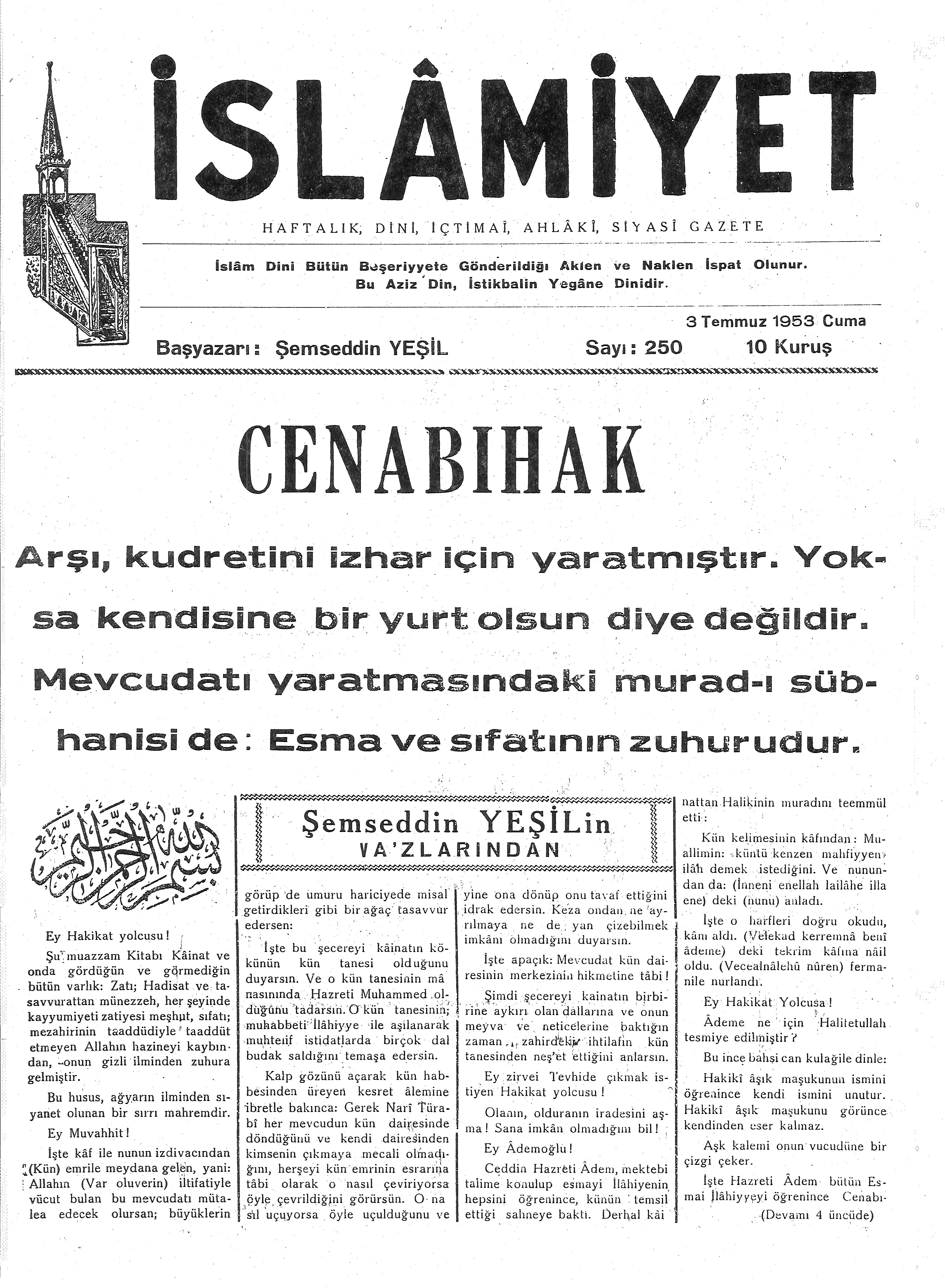 5. Cilt 250. Sayı Kapağı
