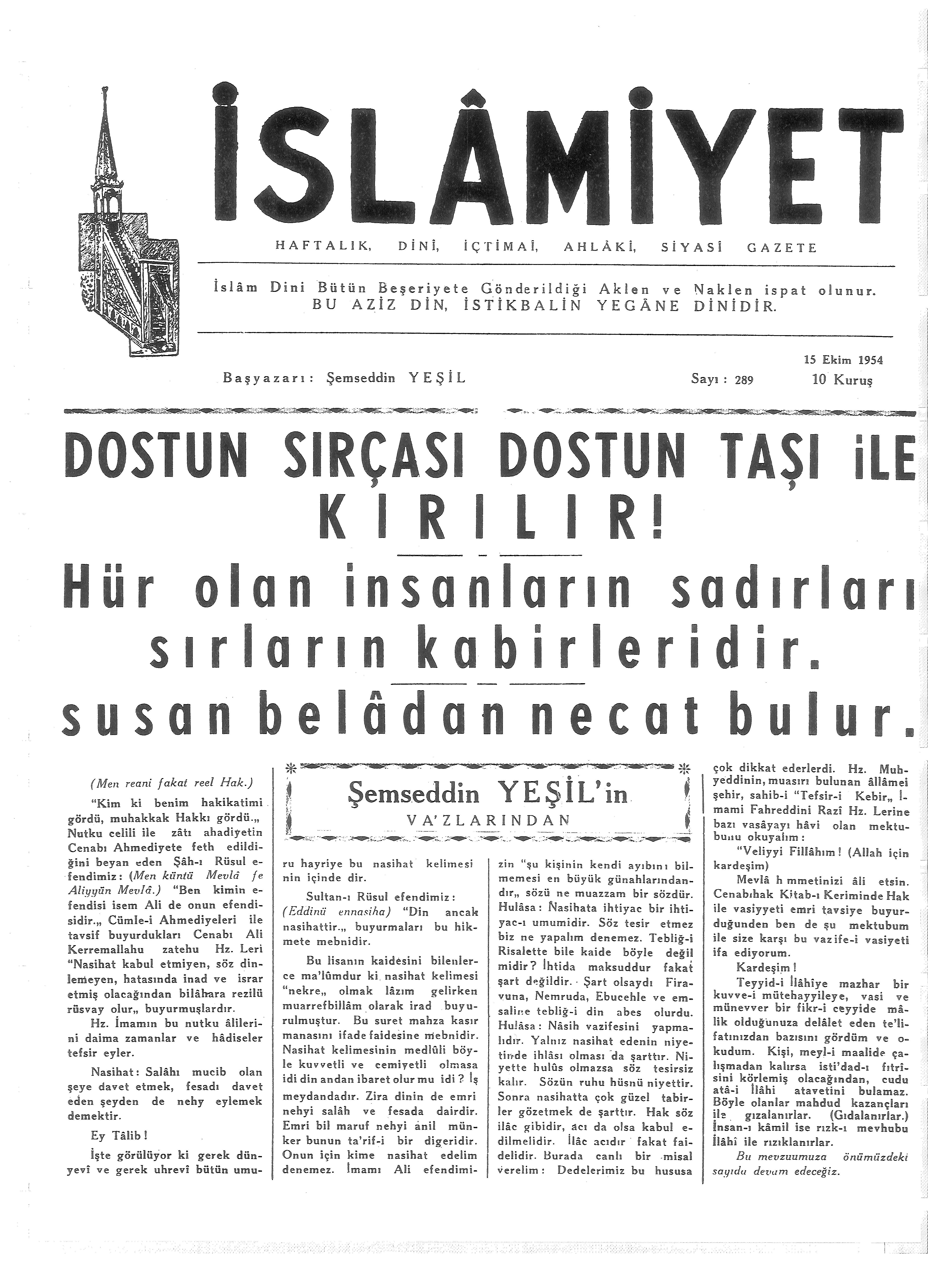 6. Cilt 289. Sayı Kapağı