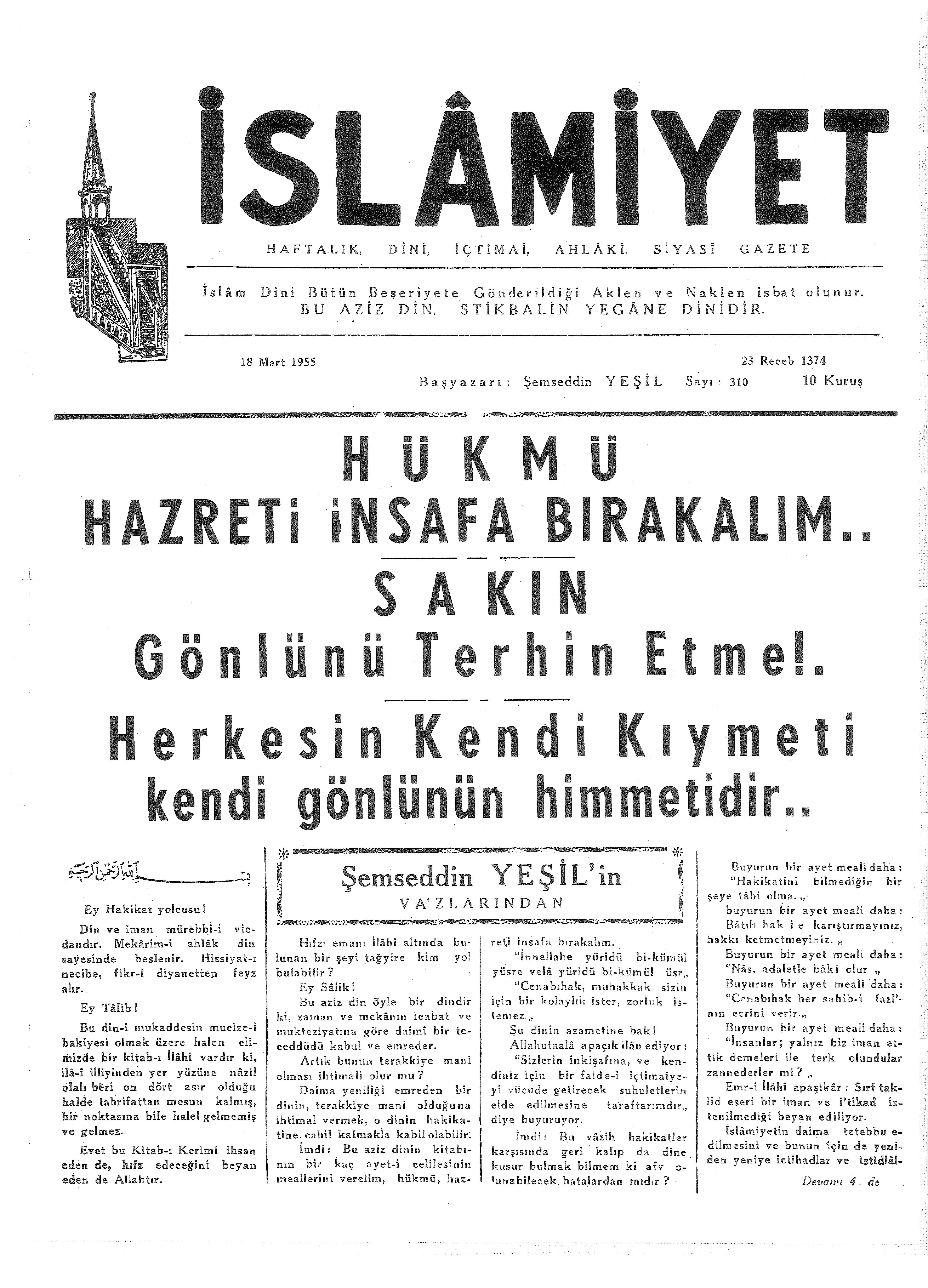 6. Cilt 310. Sayı Kapağı