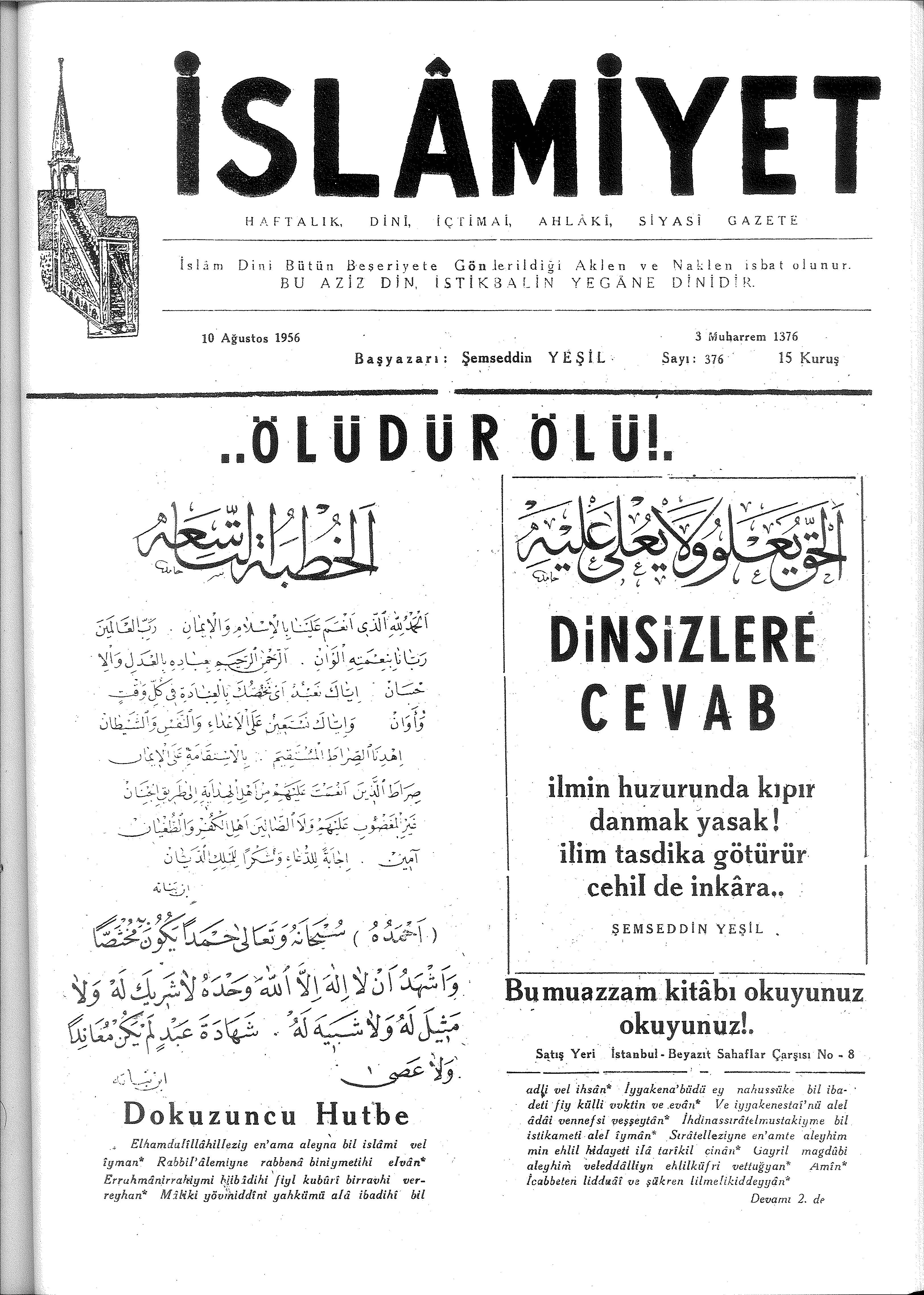 8. Cilt 376. Sayı Kapağı