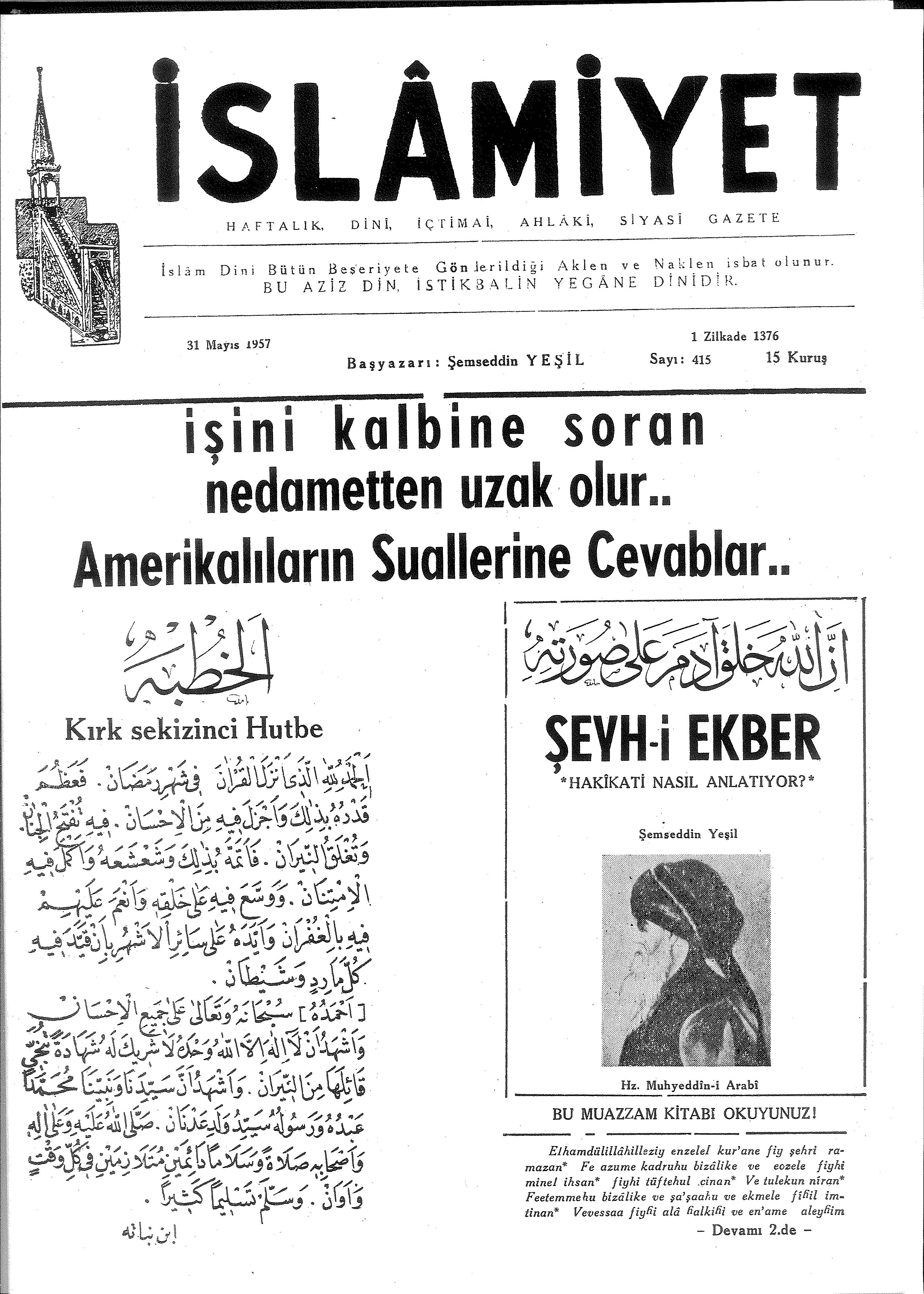 8. Cilt 415. Sayı Kapağı