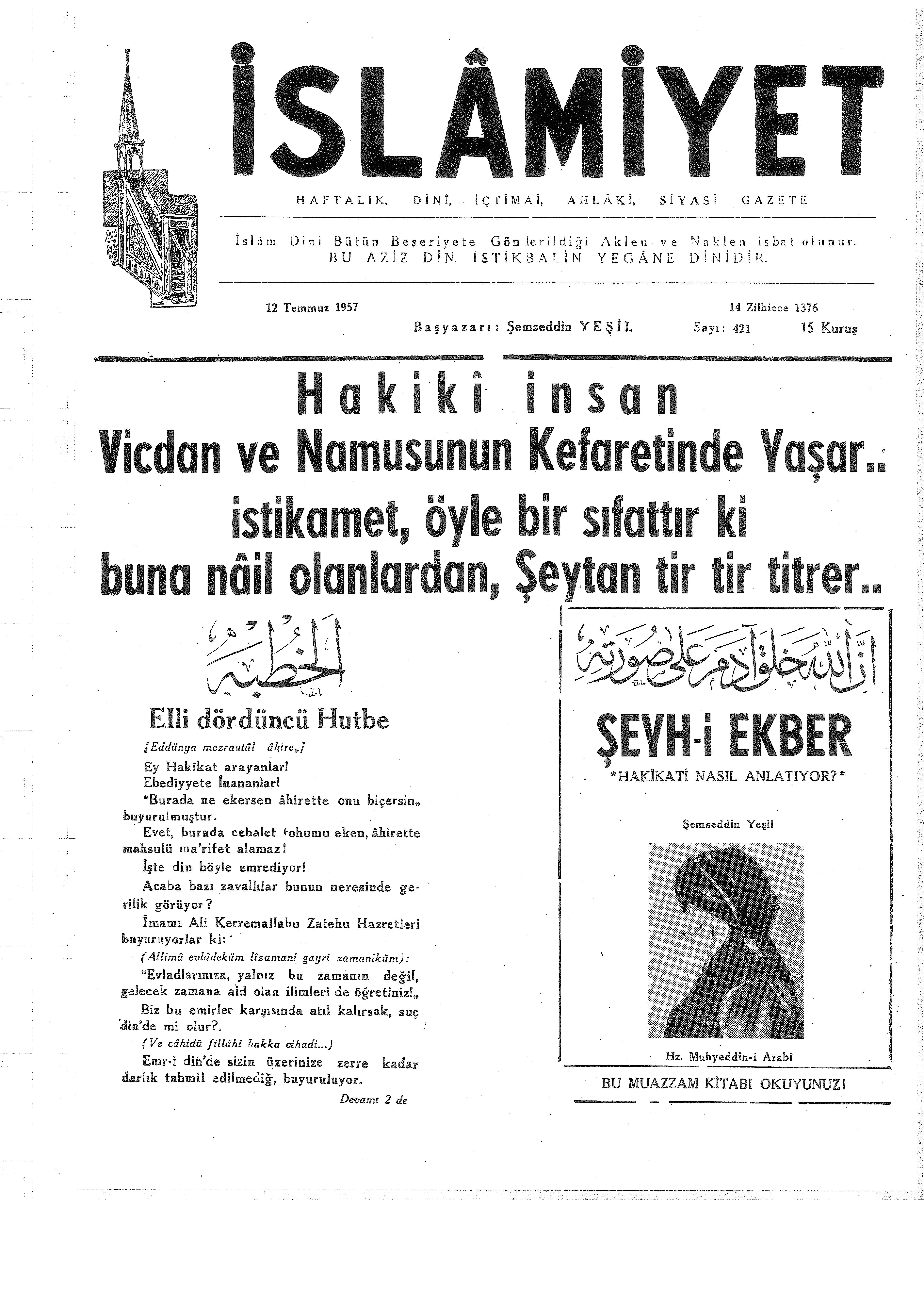 9. Cilt 421. Sayı Kapağı