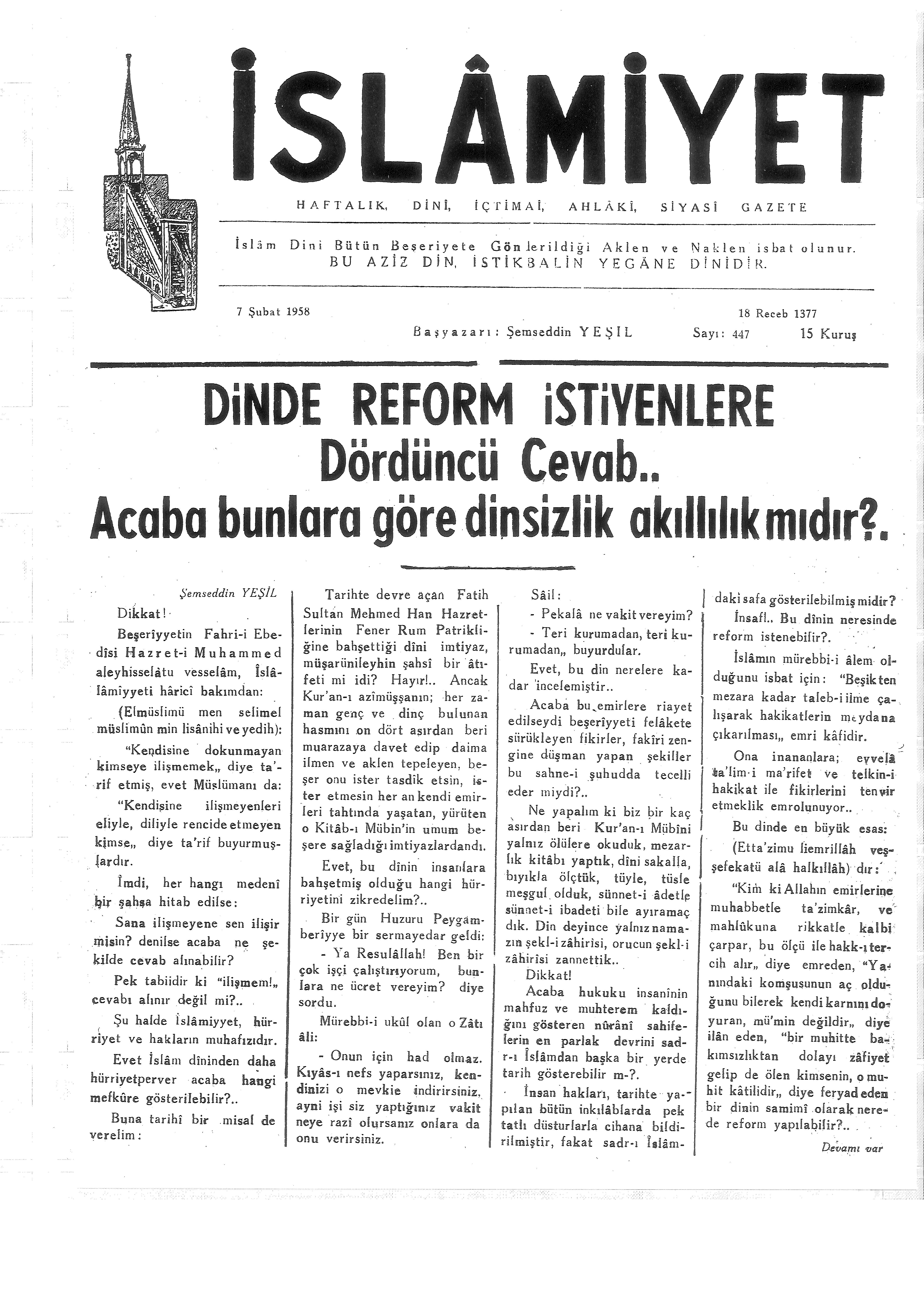 9. Cilt 447. Sayı Kapağı