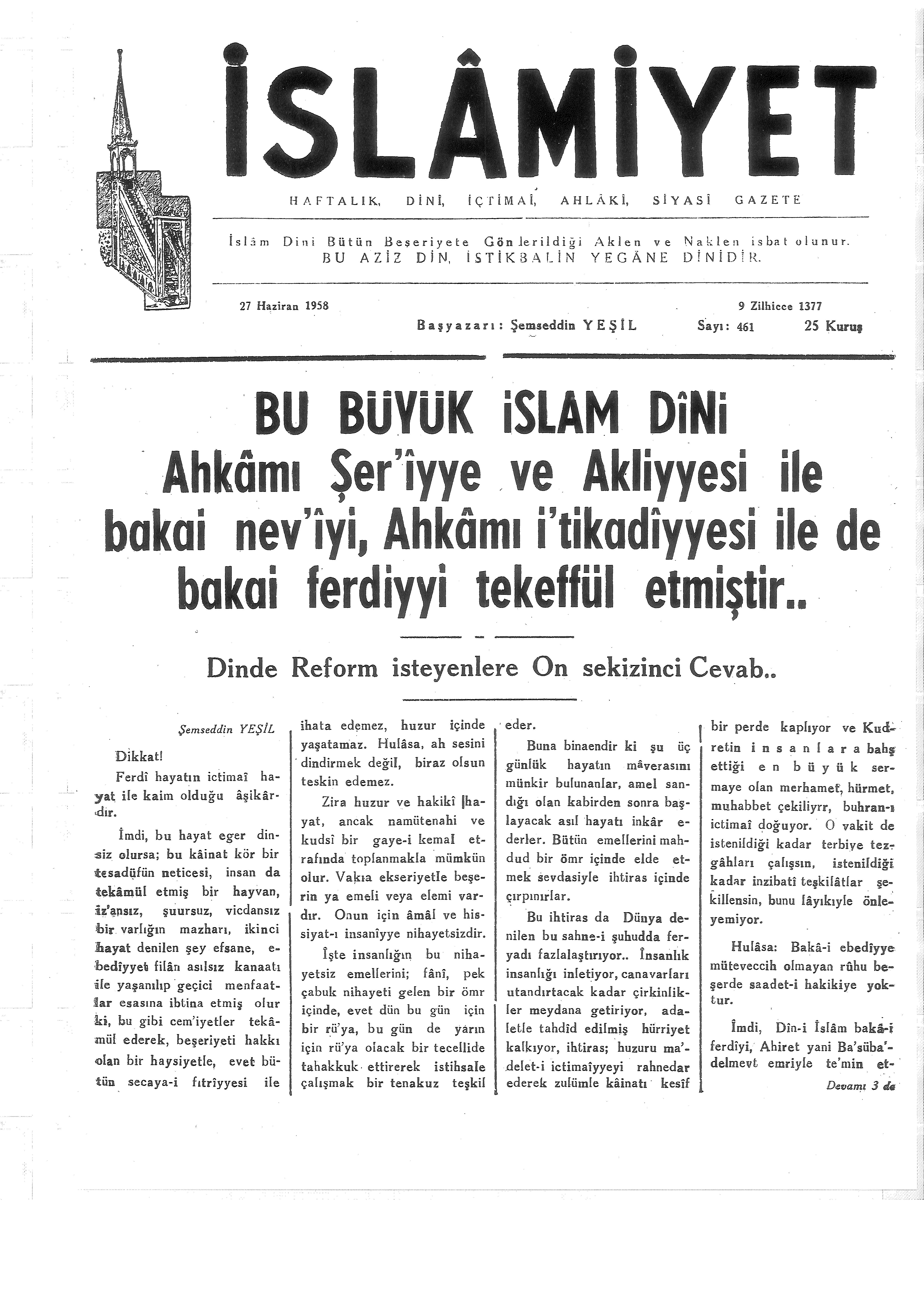 9. Cilt 461. Sayı Kapağı