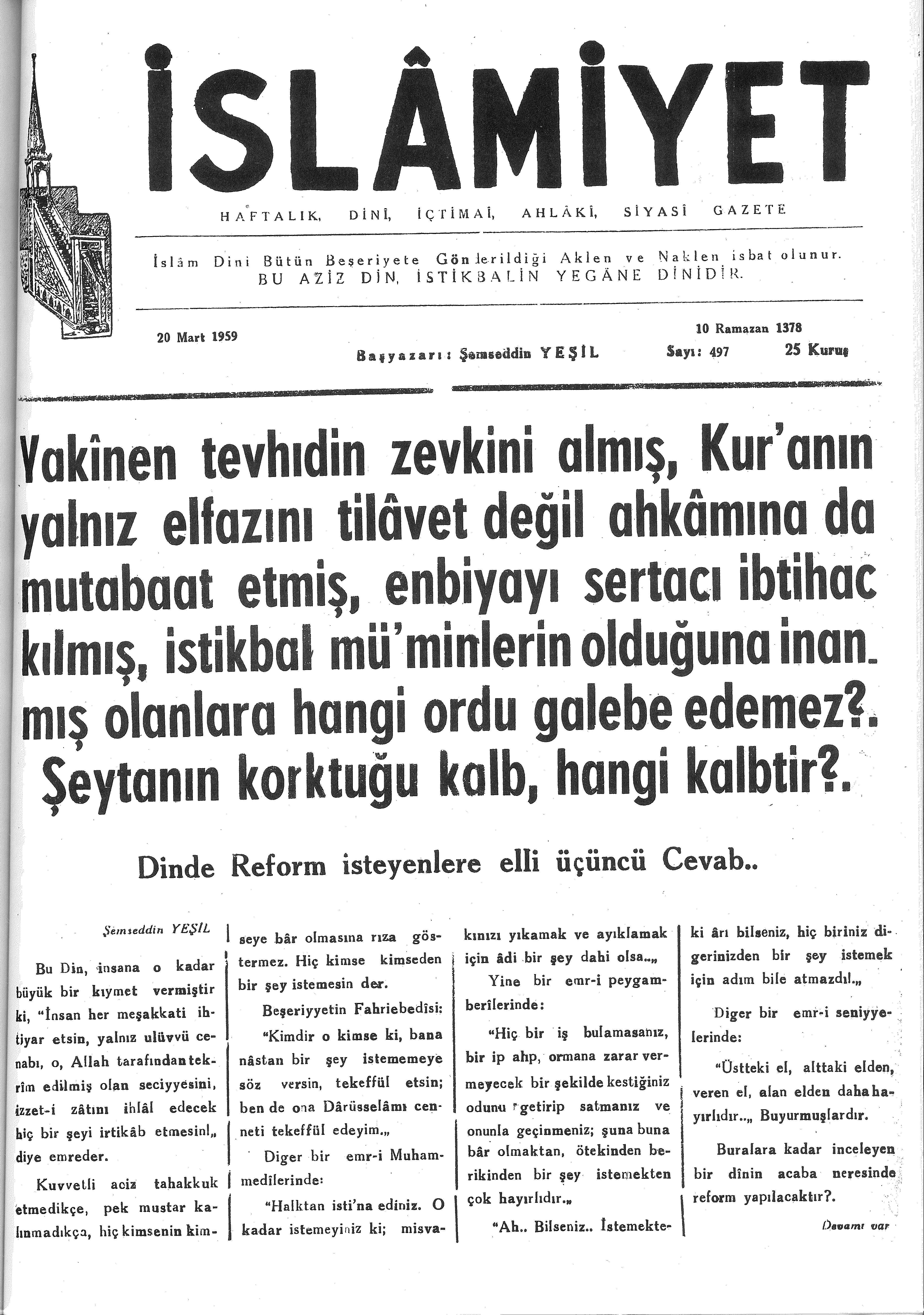10. Cilt 497. Sayı Kapağı