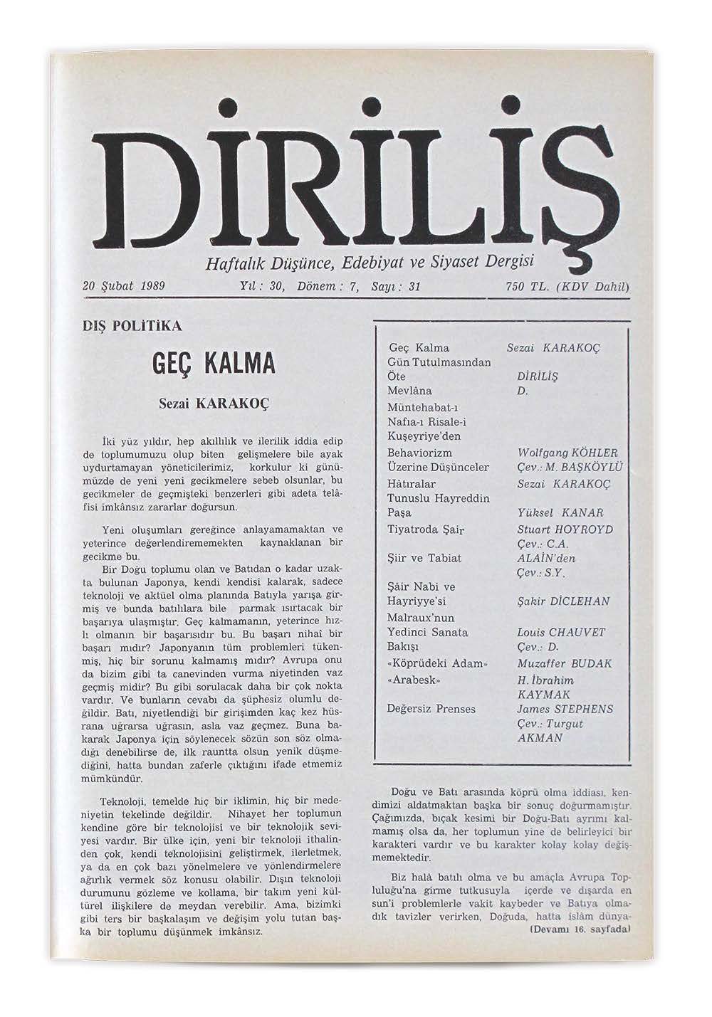 7. Cilt 31. Sayı Kapağı