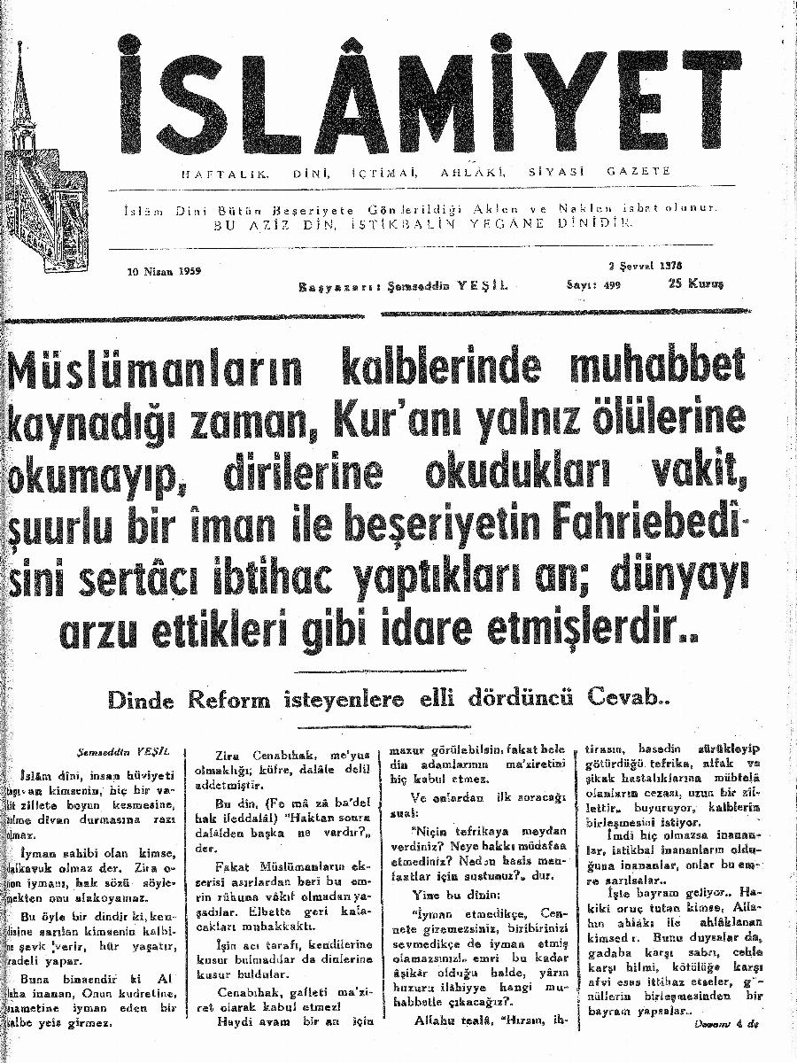 10. Cilt 499. Sayı Kapağı