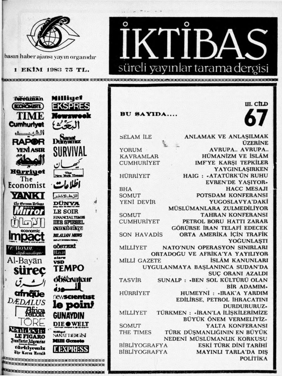 3. Cilt 67. Sayı Kapağı