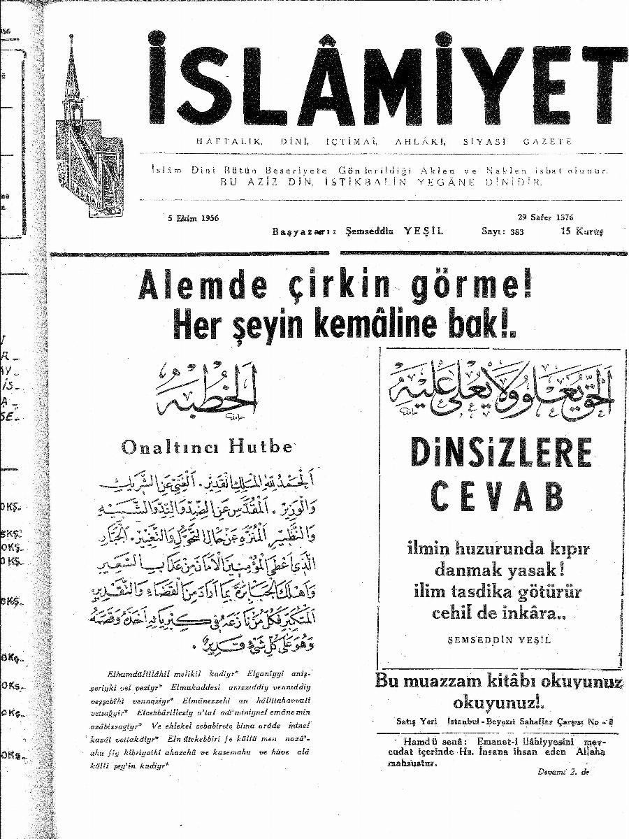 8. Cilt 383. Sayı Kapağı