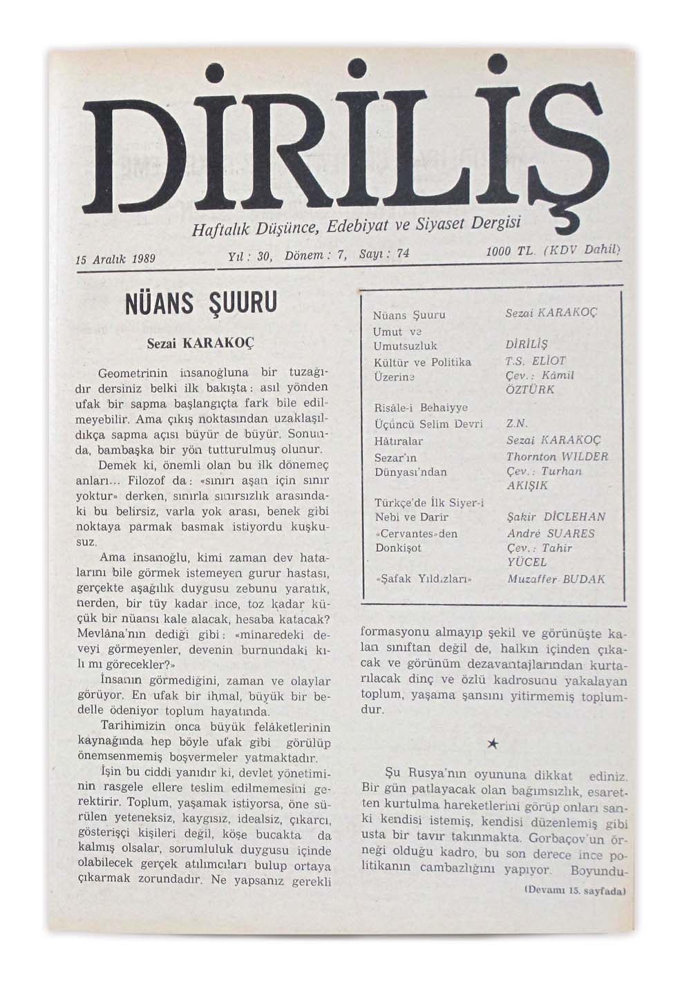 7. Cilt 74. Sayı Kapağı