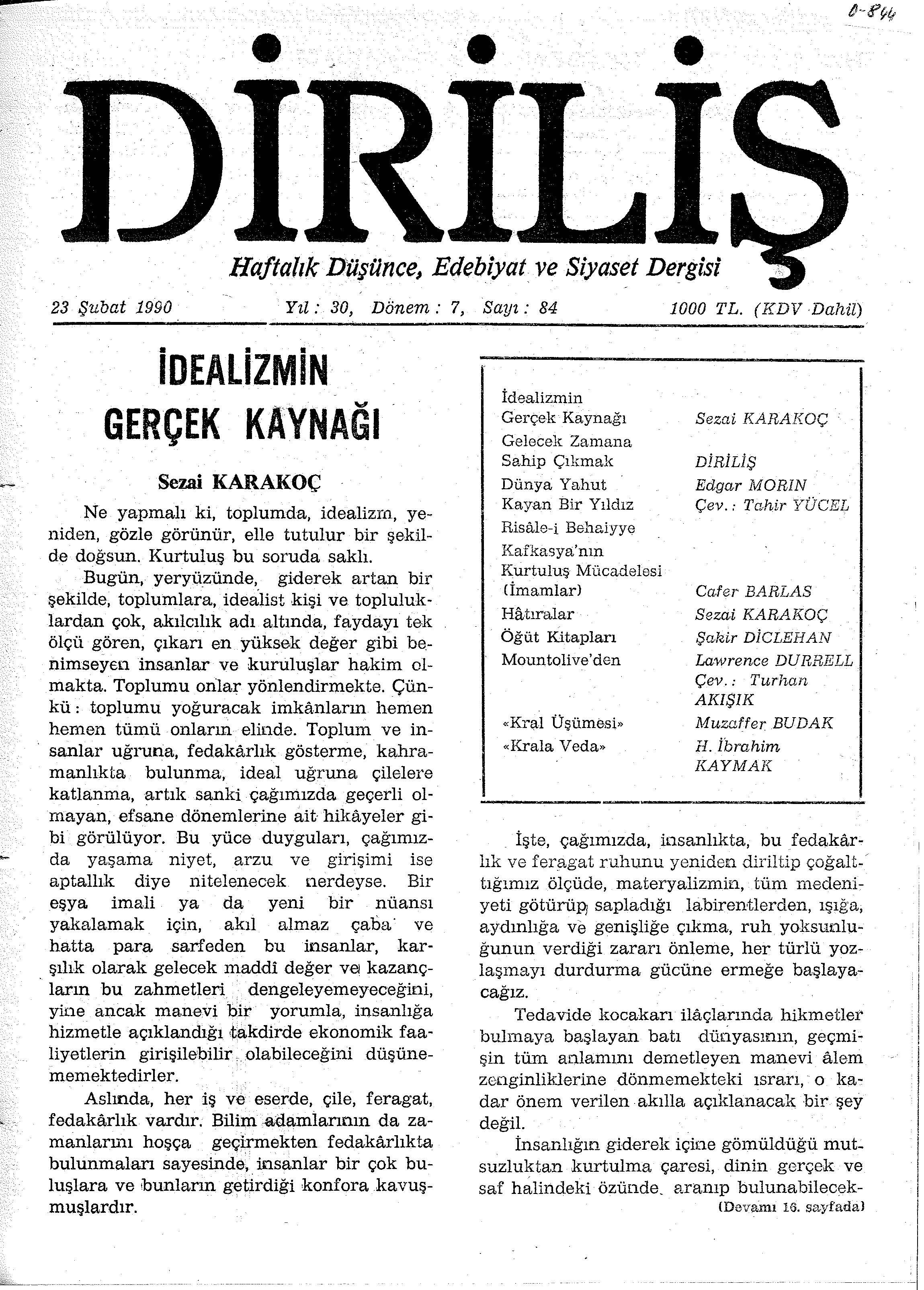7. Cilt 84. Sayı Kapağı