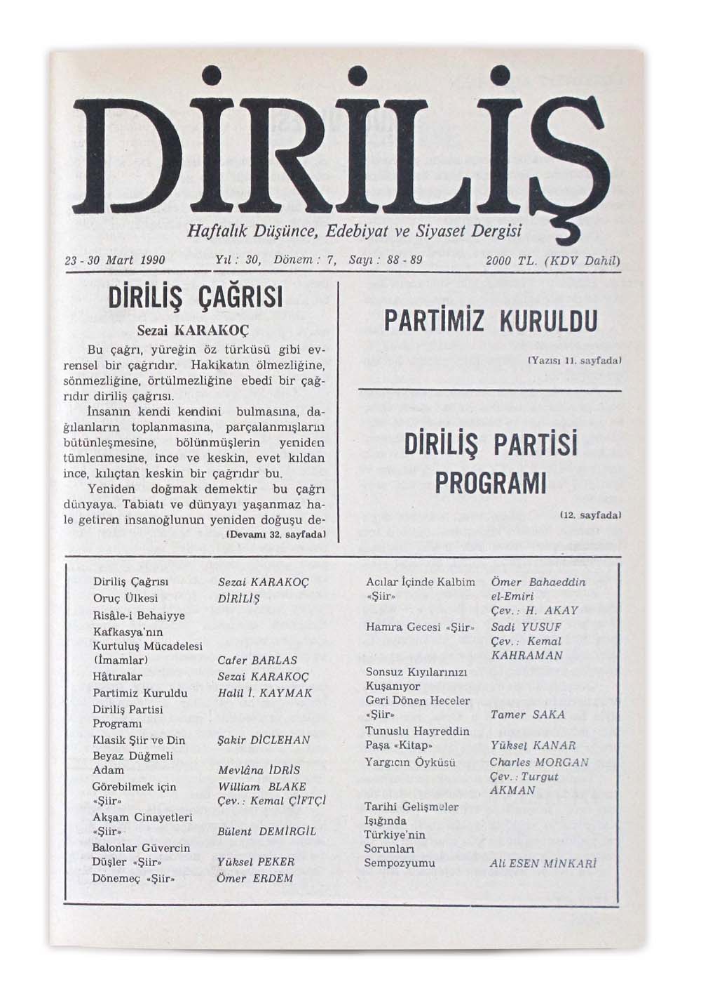 7. Cilt 88-89. Sayı Kapağı