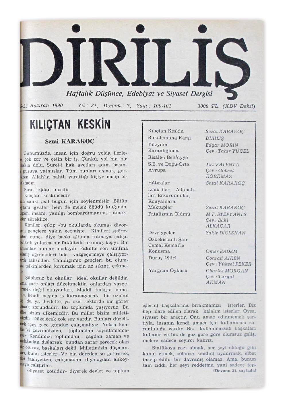 7. Cilt 100-101. Sayı Kapağı