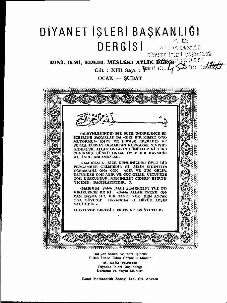 13. Cilt 1. Sayı Kapağı